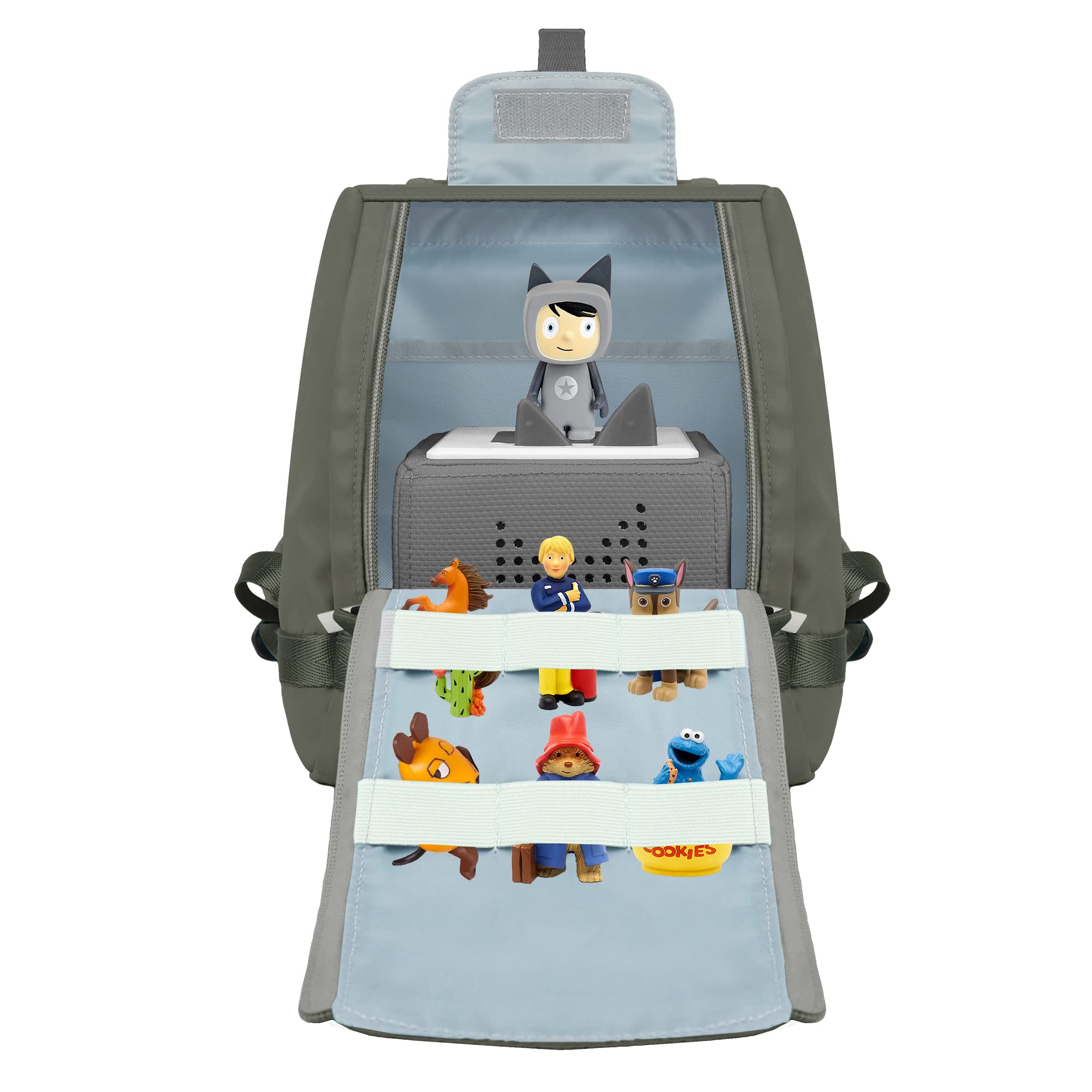 Annmore Carrying Case for Tonies Figures, Storage Bag for Toniebox Starter Set, Holder for Yoto Player and Cards, Organizer for Storypod Toke Crafties, Gray