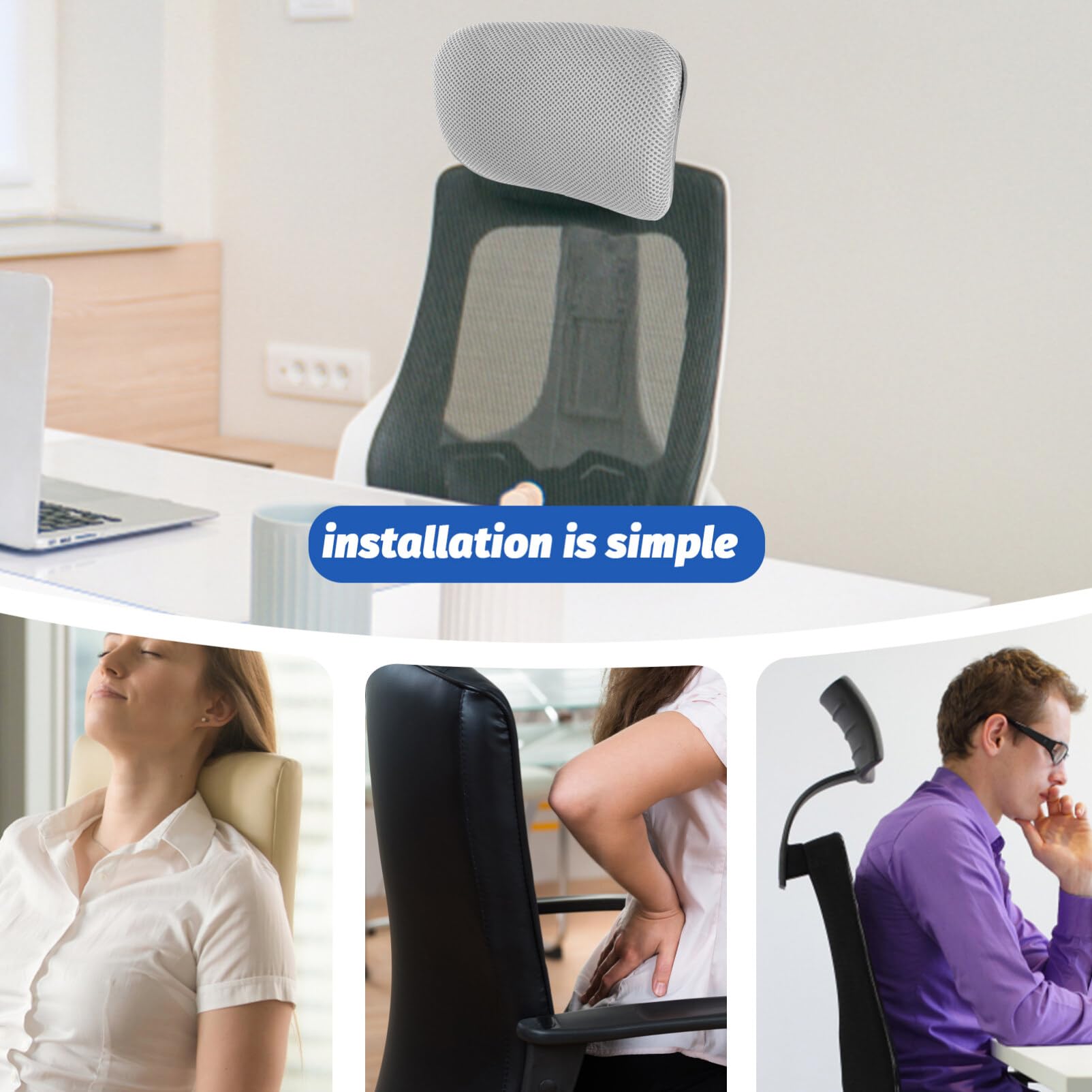 Kichvoe Reposacabezas Ajustable para Silla De Oficina Cojín Ergonómico para Soporte De Cuello Y Cabeza Accesorio Compatible para Sillas De Computadora Alivio De Dolor Cervical En El Trabajo