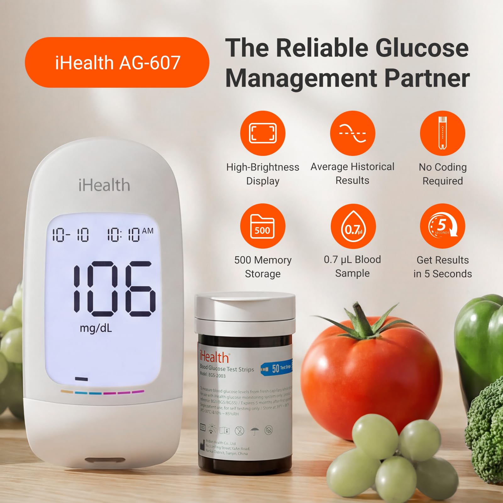 iHealth Blood Glucose Monitor Kit - 100 Strips -2