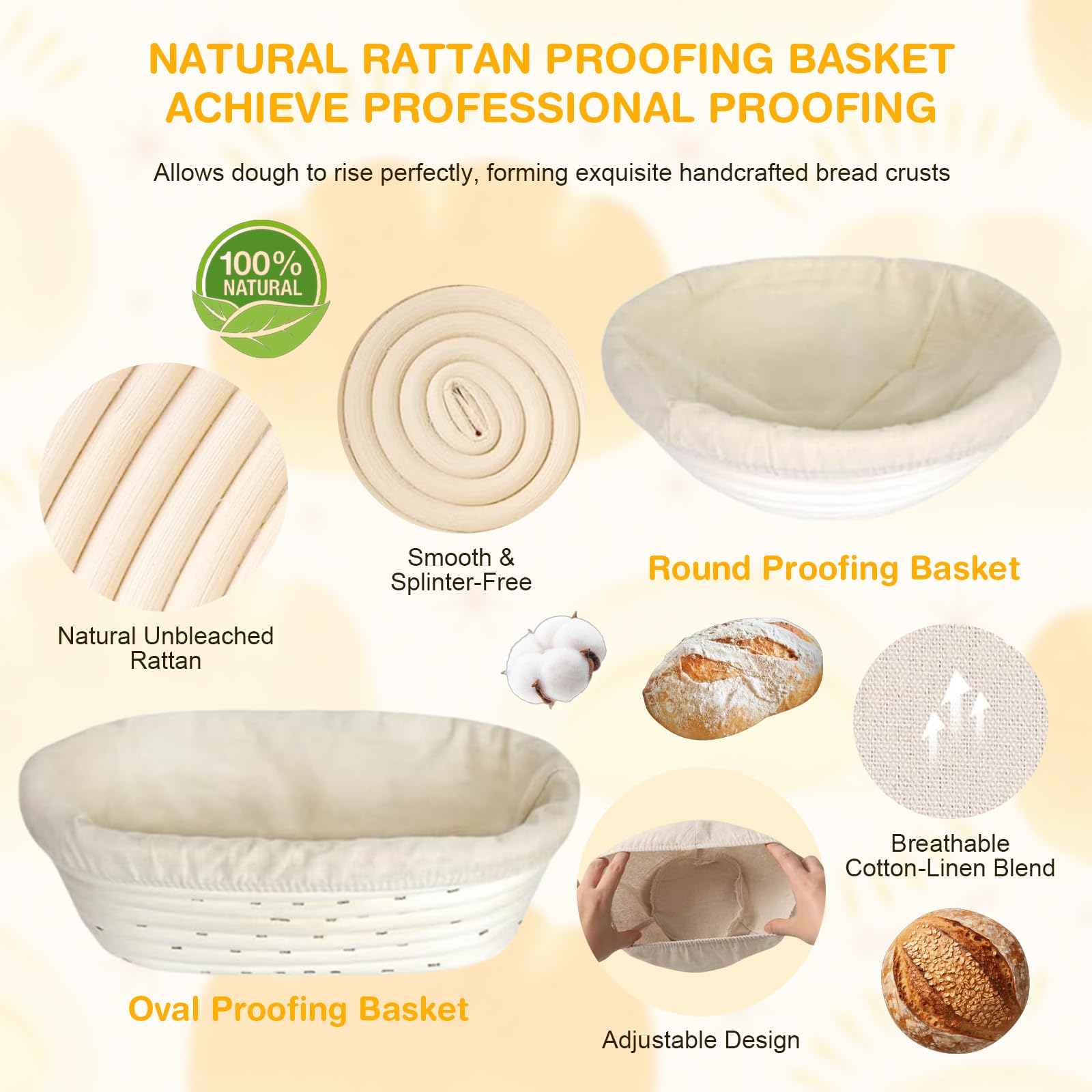 Zestaw startowy do pieczenia chleba na zakwasie z 2 koszykami do pieczenia bannetonu, szkło startowe 900 ml, narzędzia do pieczenia chleba, zestaw startowy do zakwasu jako prezent dla początkujących