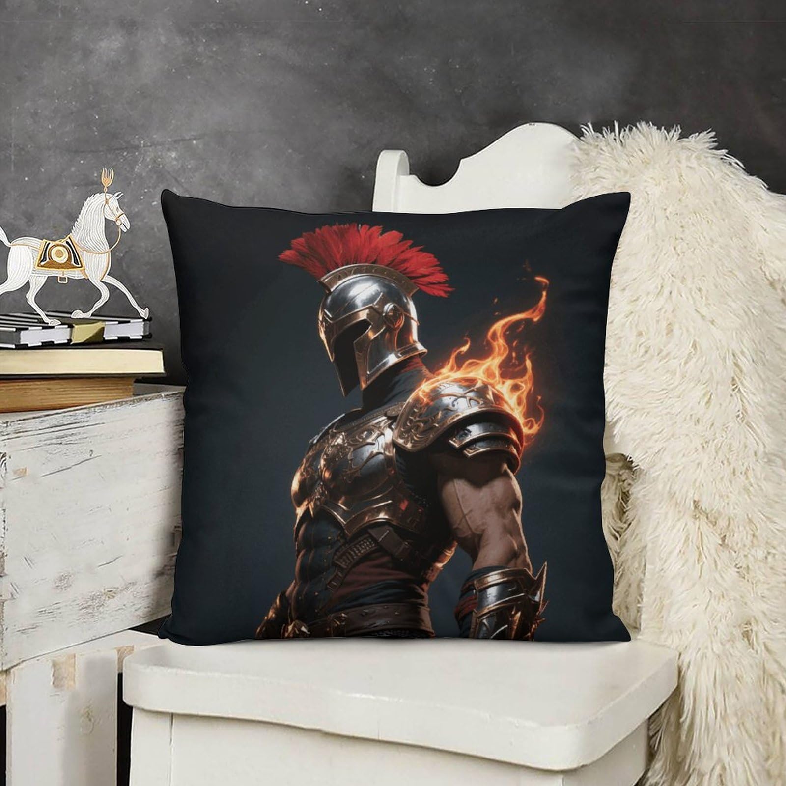 FodPand Boho Farmhouse Warrior Helmet Pillow Covers with Hidden Zipper 24x24 Soft Plush Cushion Cover Decorative Throw Pillow Cases for Couch Bed Sofa Living Room Indoor Outdoor Home Decor