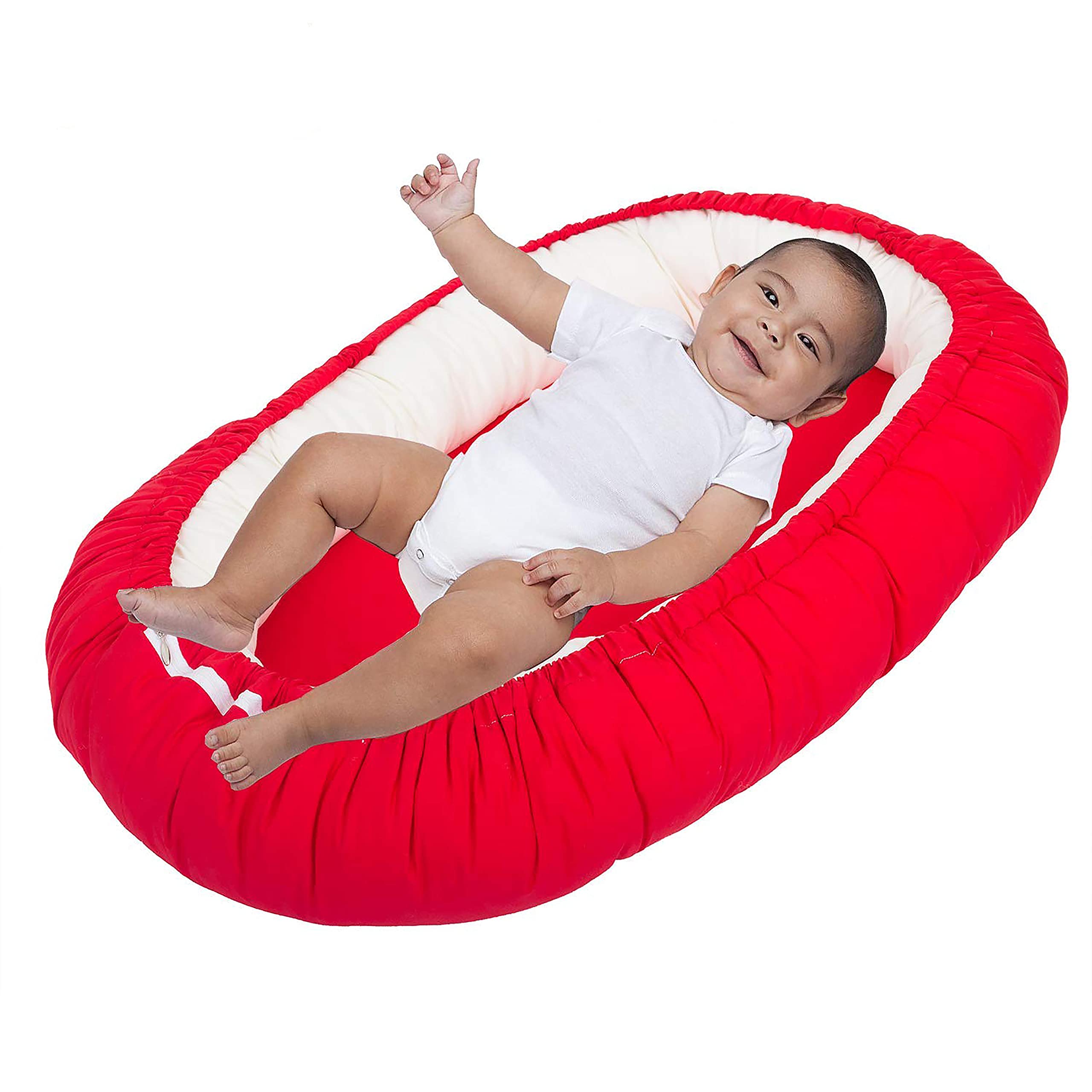 Get It Baby Boy's And Girl's Cotton Nest Sleeping Bed (Red)