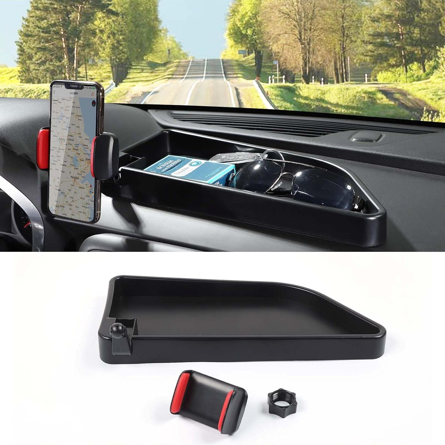 Jimen for Camaro Phone Holder, Center Console Dash Tray