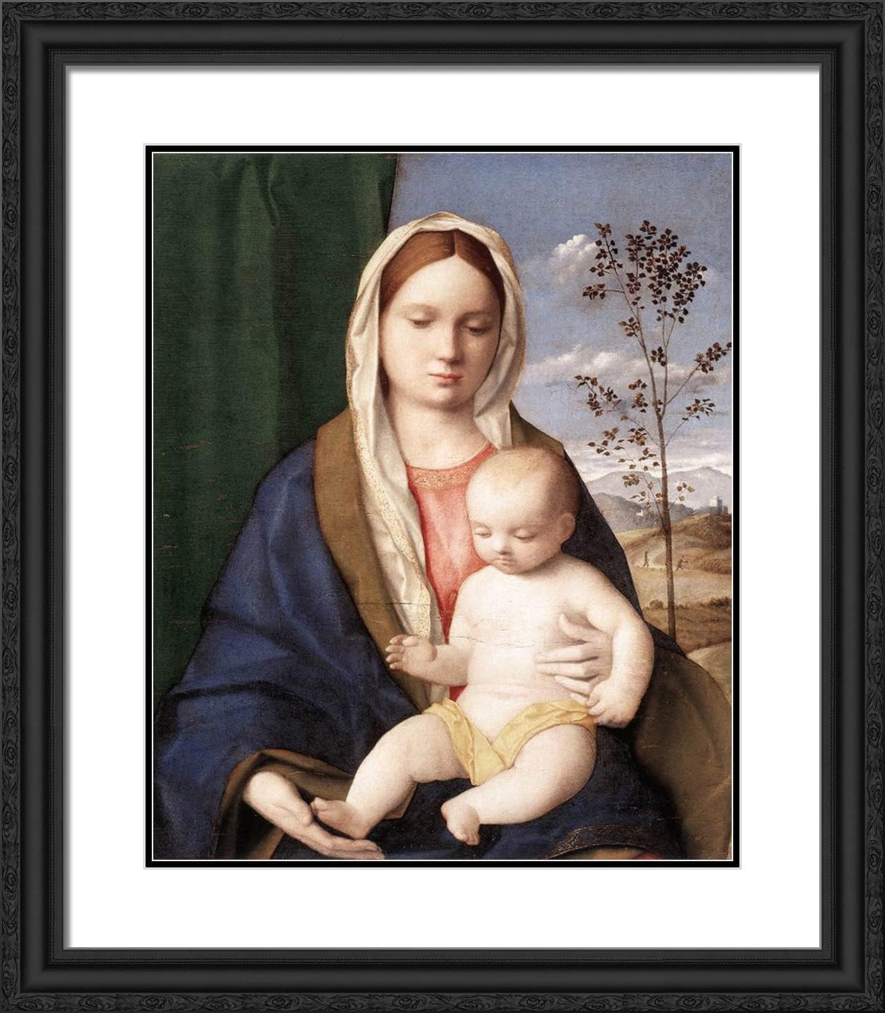 ArtDirect Bellini, Giovanni 20x23 Black Ornate Framed Art Print with Double Matting Titled: Madonna and Child ll