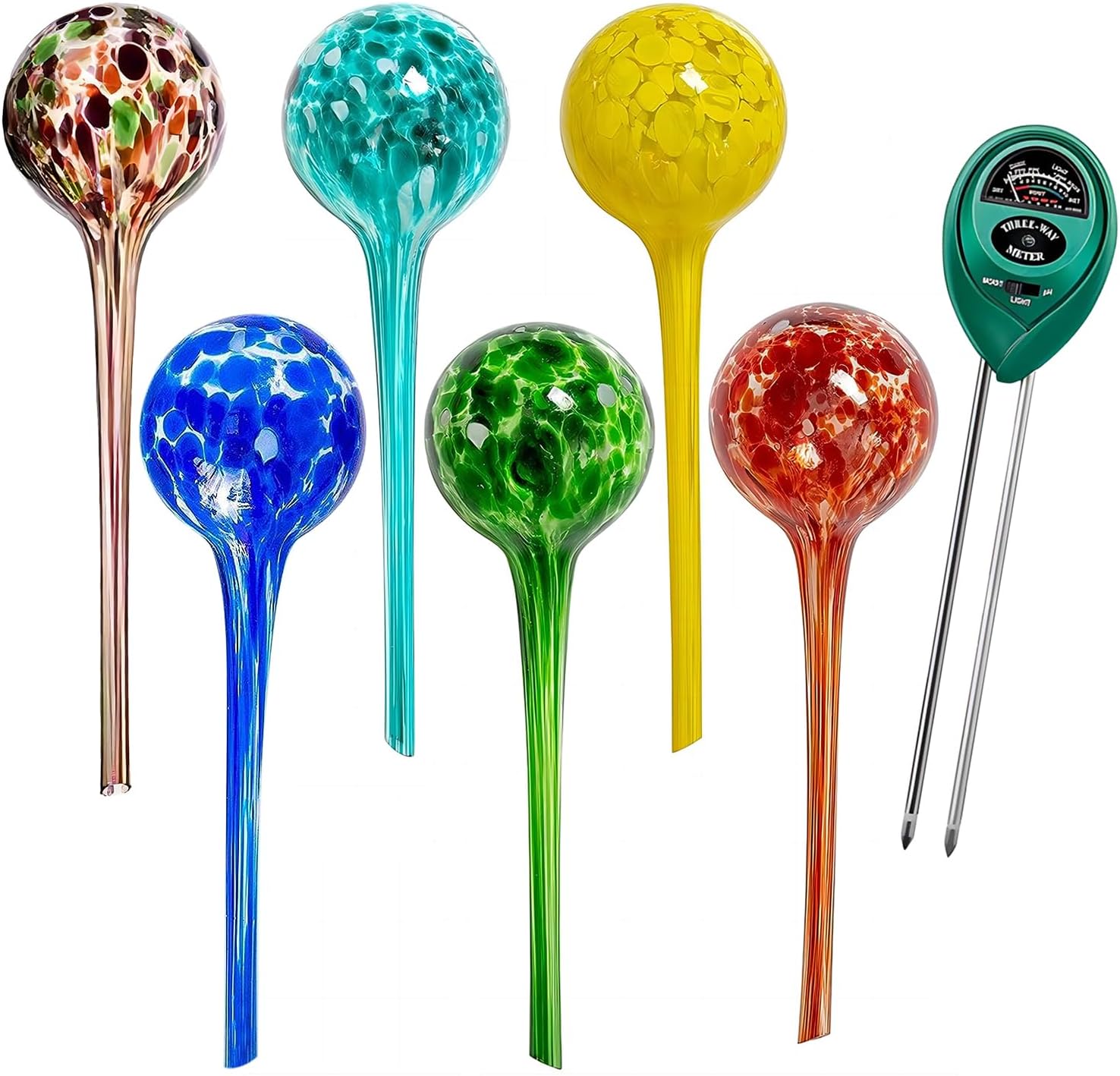 Extra Large Self Watering Globes Glass Water Globe Spikes, Colorful