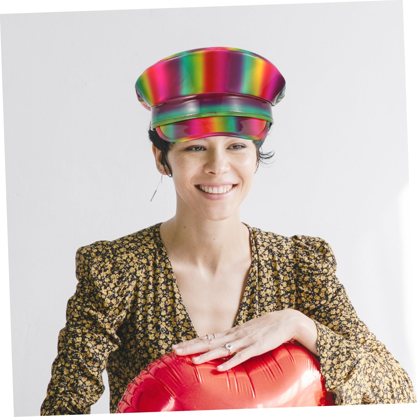 BESTYASH Sombrero De Colorido Para Mujer Gorro De Fiesta Náutica Sombrero De Cuero Brillante Diseño Arcoíris Para Eventos Temáticos y Fotos Festivas