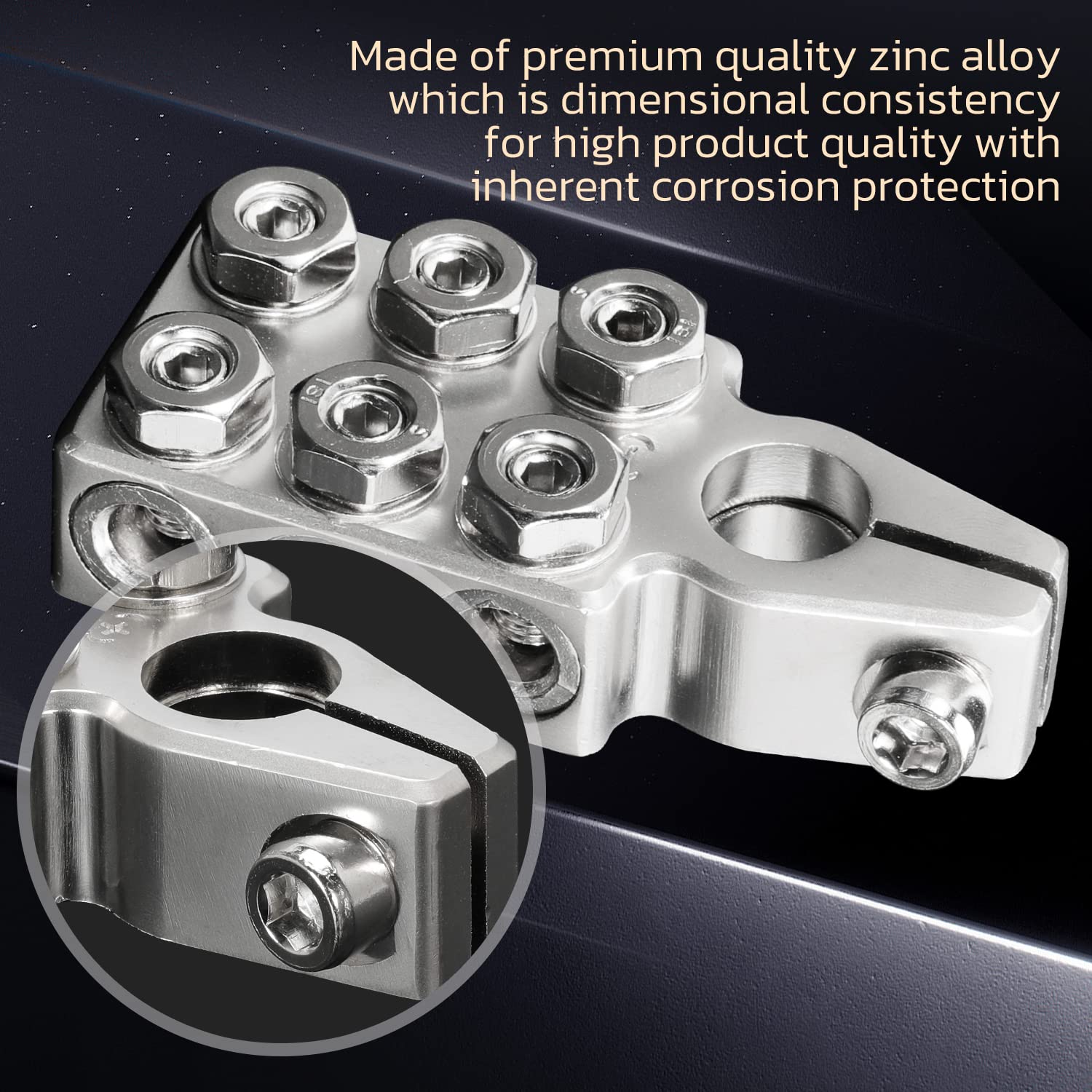 6x1/0 AWG Battery Post Terminal Connector 0 Gauge 12 Way Battery Terminal Clamps Replacement for Tapered Top Post