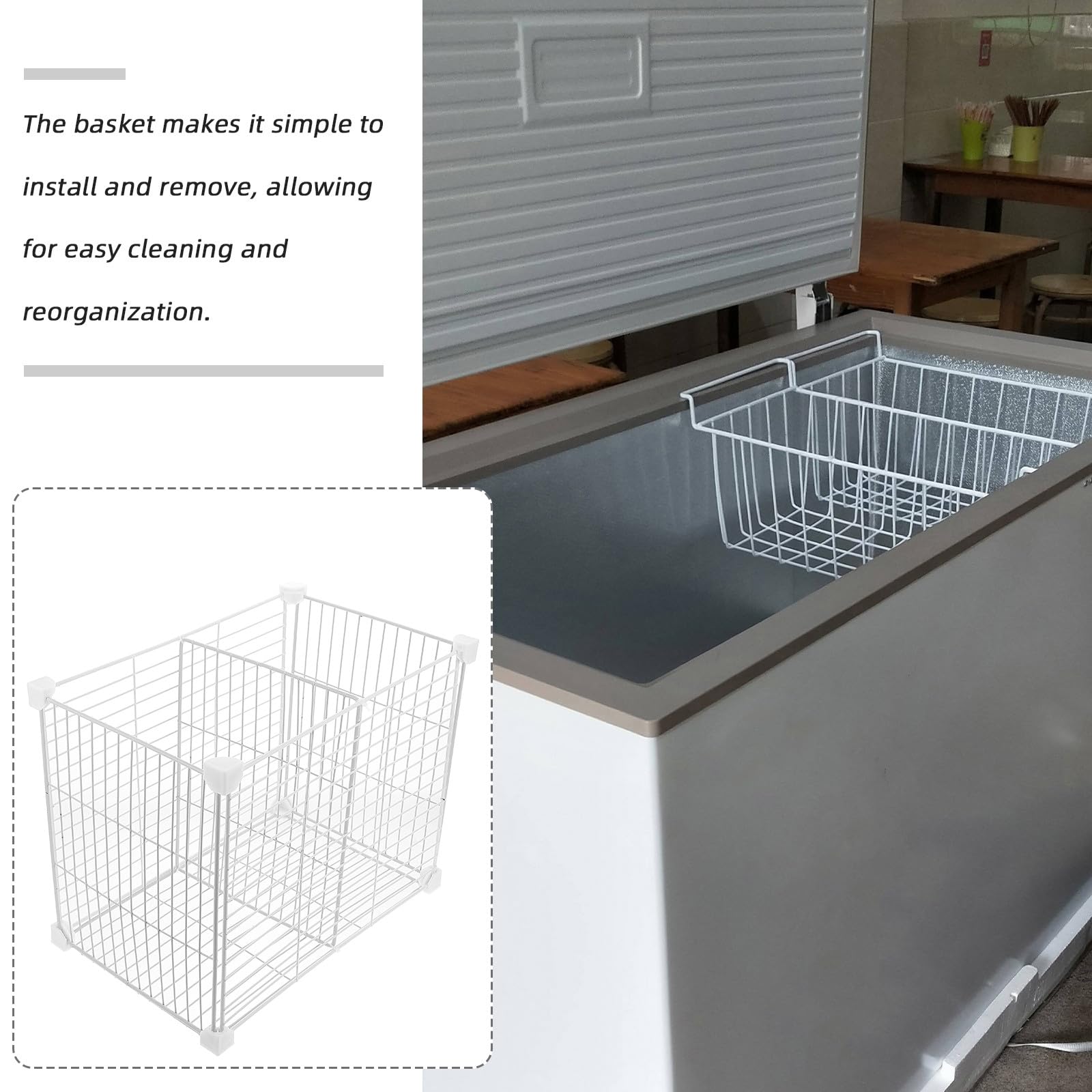 LALAFINA Organizador Separador y Cesta Inferior para Congelador, Estante de Alambre para Almacenaje en Neveras y Cocinas 37X24X30 CM
