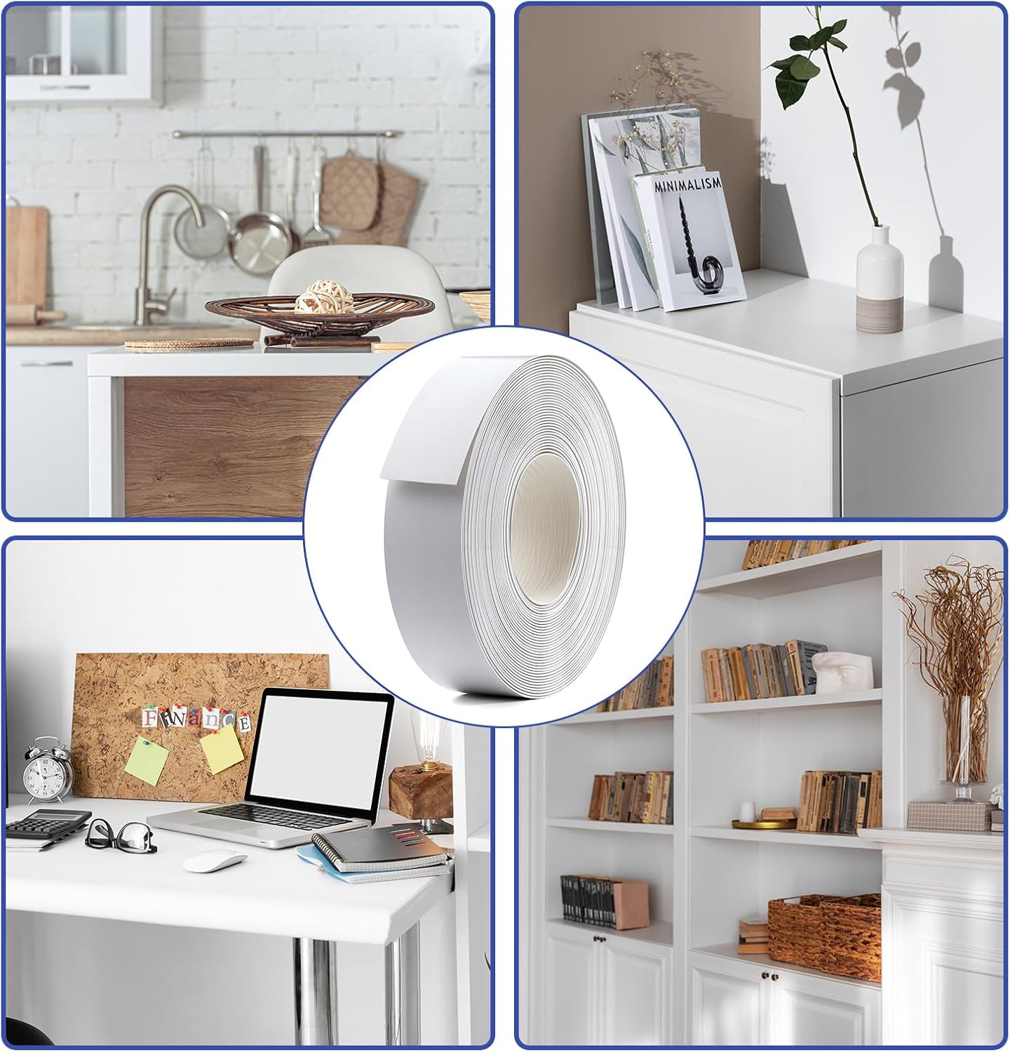 PVC Edge Banding 2 inch x 50ft Veneer Edge Banding White with Hot Melt Adhesive Pre - glued Iron on Edging Tape Trim for Cabinet Plywood Repairs and Furniture Restoration