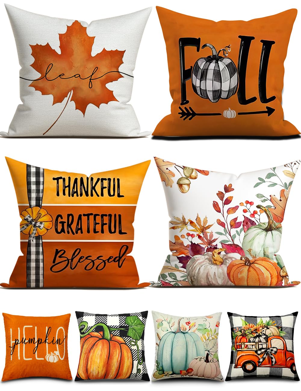 TOYPOPOR Double-Sided Fall Pillow Covers, Set of 4