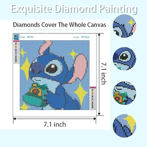 Miniatura 5 de Eficentline Kit de pintura de diamantes para niños, pintura de diamantes 5D con gemas grandes, kit de pintura de puntos de diamante de taladro