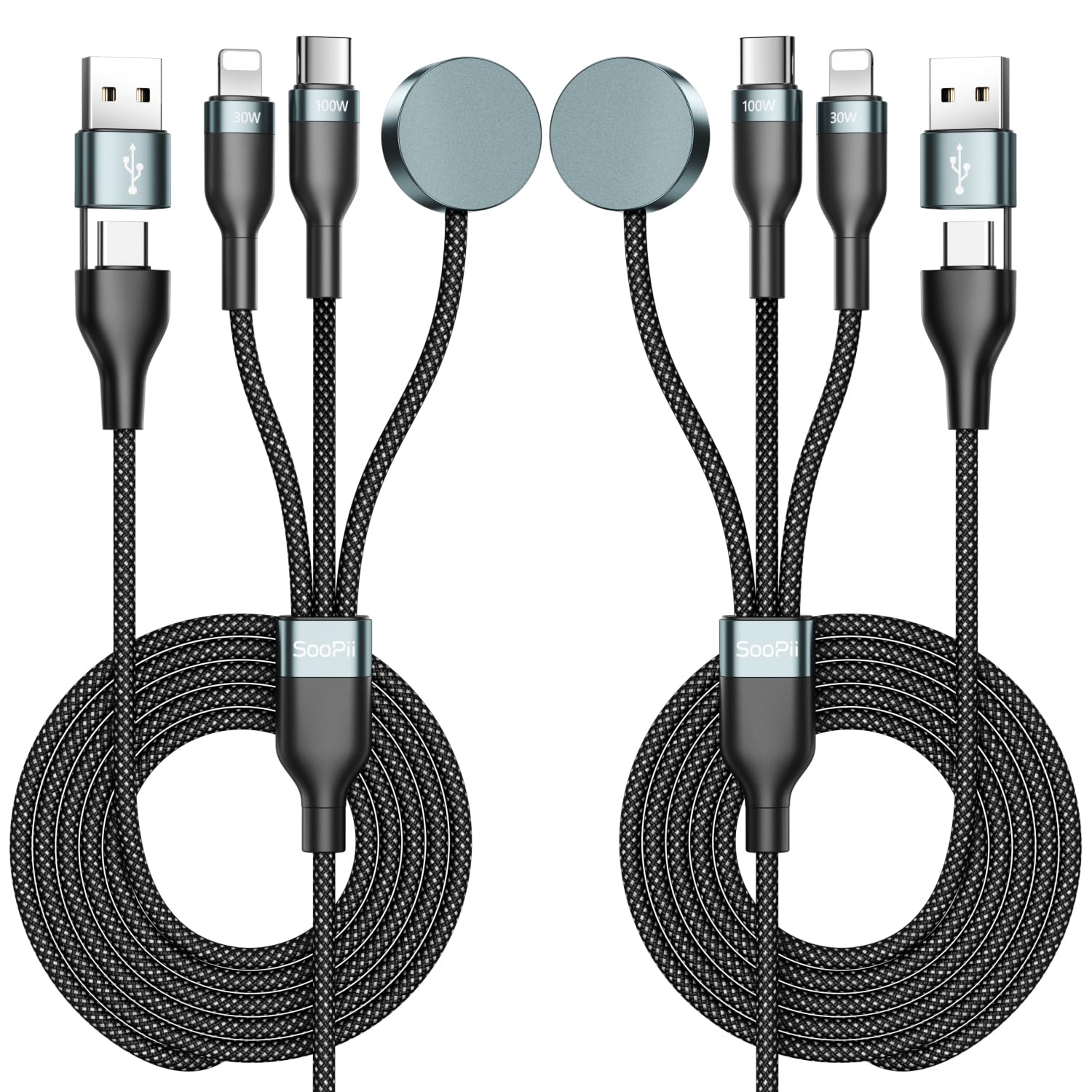 SUNGUY Cavo Di Ricarica 3 In 2 Per Apple Watch E IPhone, USB-C 2m, 60W Ricarica Rapida, Per IWatch Ultra/SE/10-1 E IPhone 16/15, IPad, AirPods