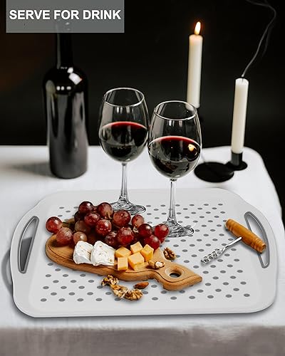 Miniatura 6 de Bandeja grande antideslizante con asas, bandejas de silicona para comer, aptas para lavavajillas, para desayuno, cena, aperitivos, frutas, bebidas,