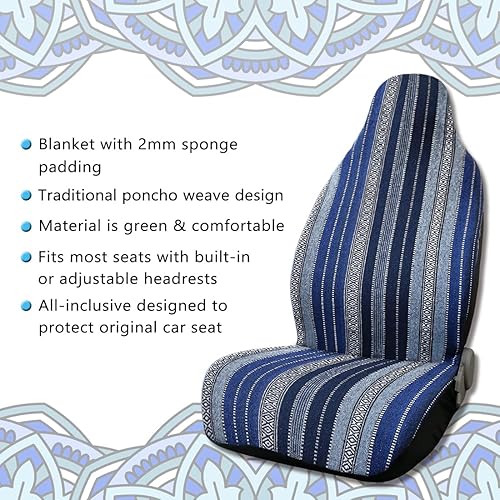 Miniatura 2 de uxcell 7pcs Manta Durable Baja Bucket Seat Protector para Coche Auto Azul