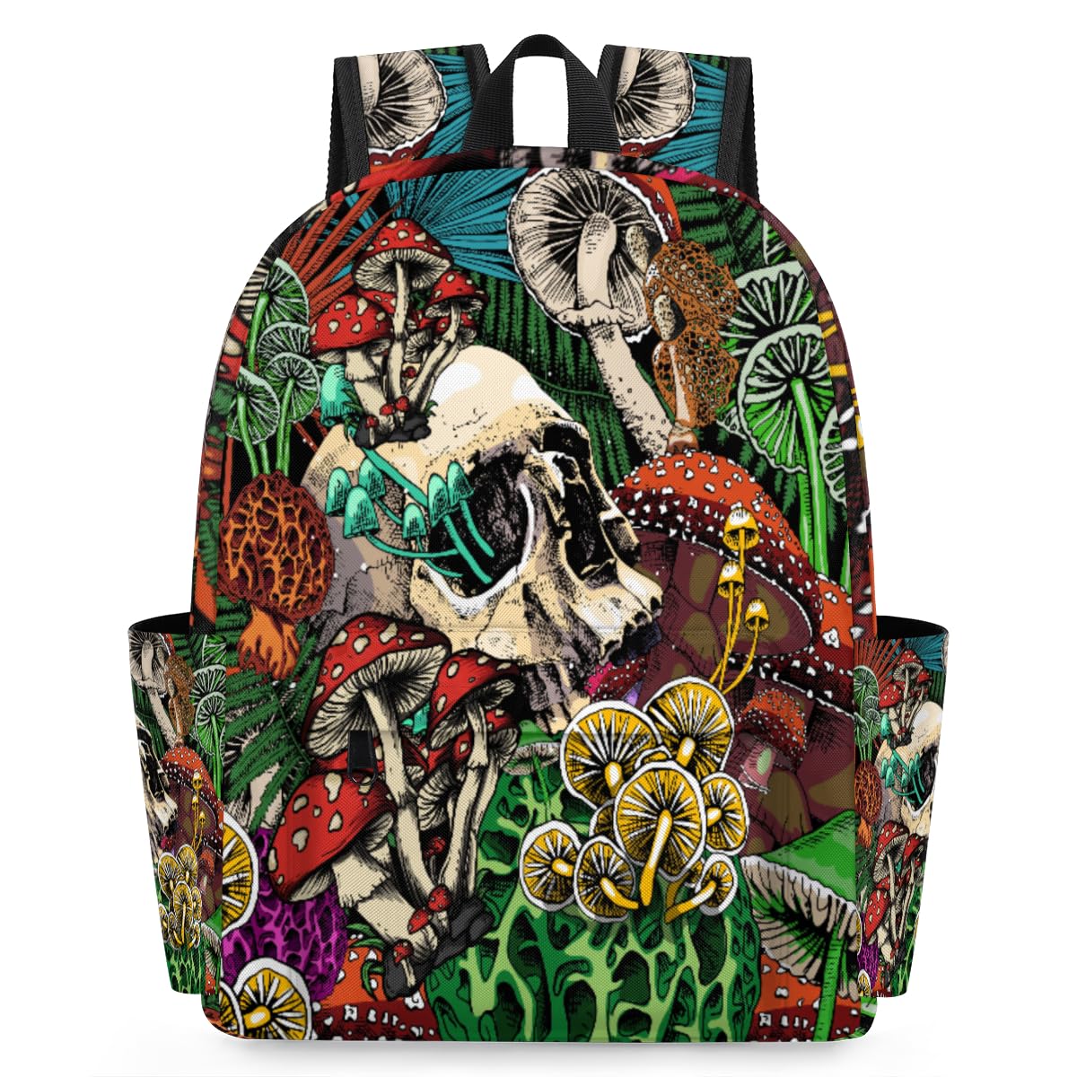 YoCosy School Backpack for Boys Girls Colorful Mushroom Tropical Goth Sugar Skull Kids Backpack Bookbag for Elementary Preschool Travel Daypack Laptop