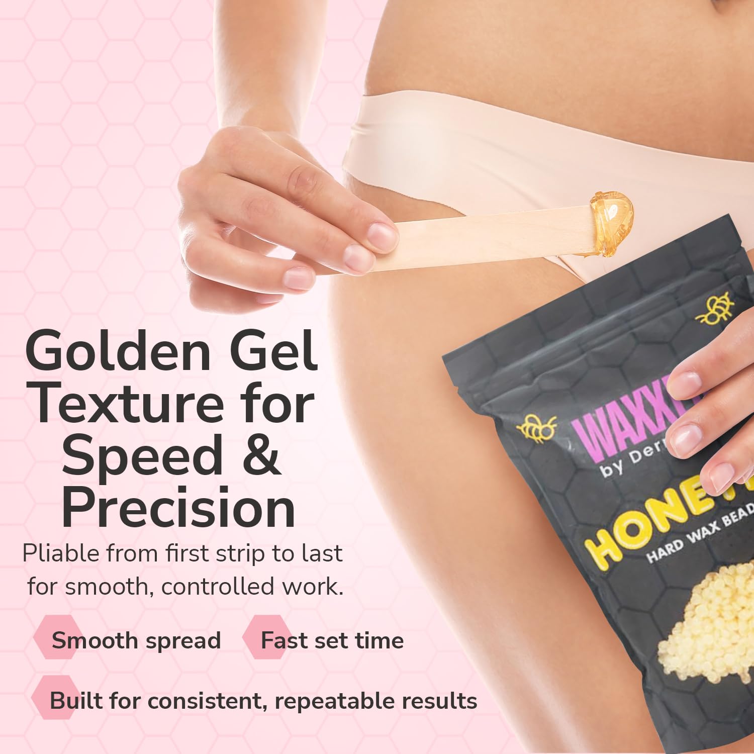 WAXXED Honig Hartwachsperlen 1.0 kg - Fast Melt Low Temp Wax zur Haarentfernung - Goldene Gelwachsperlen mit glatter Anwendung & sauberer Entfernung - Sanft für empfindliche Haut - Professioneller