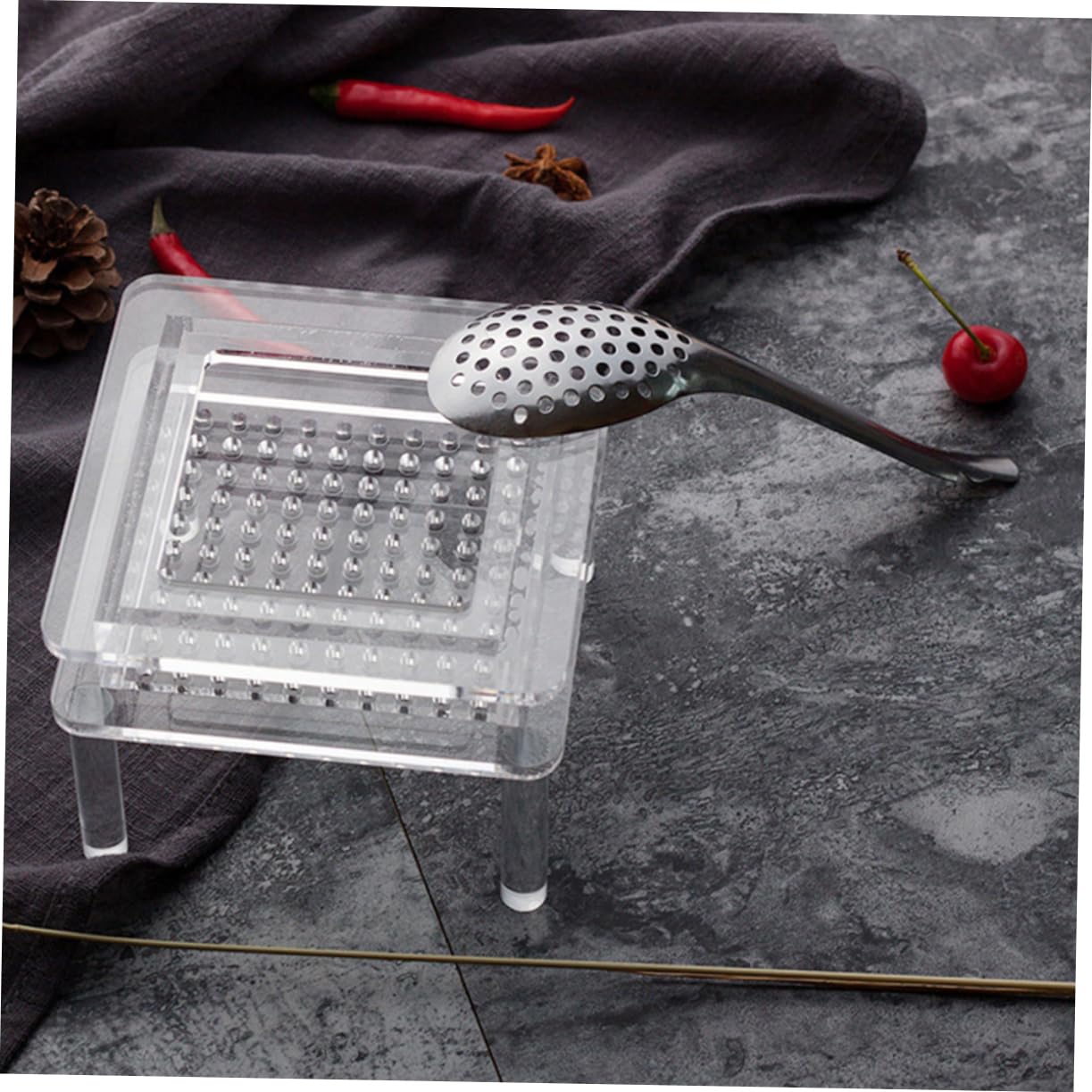 SOLUSTRE 6pcs Stainless Steel Slotted Spoons Caviar Spoons Portion Control Serving Kitchen Gadgets Easy to Use