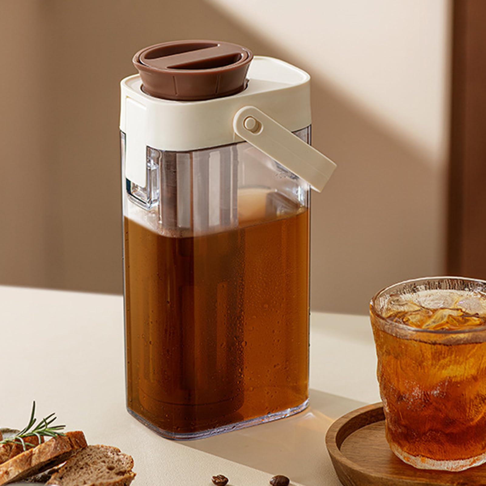 Cold Brew Coffee Maker Jar - 1000ml Ice Tea Brewer Pitcher | Capacité Théière avec poignée | Pichet polyvalent | Cafetière pour froide de café Limonade Fruits Conteneur