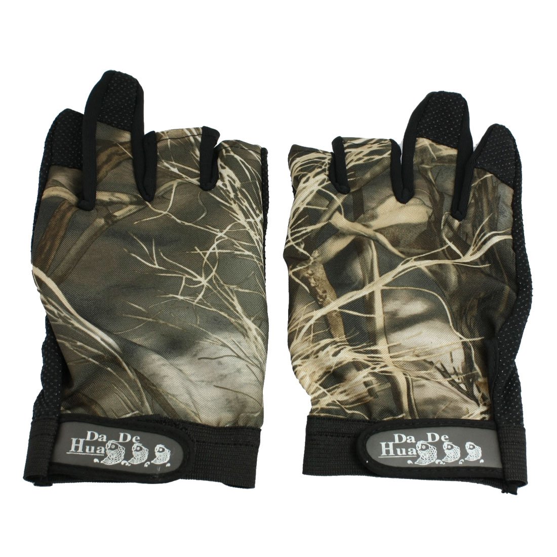Qtqgoitem Army Green Camouflage Pattern Black Two Finger Fishing Gloves 2 Pcs (Model: 9af 744 596 c1c 835)