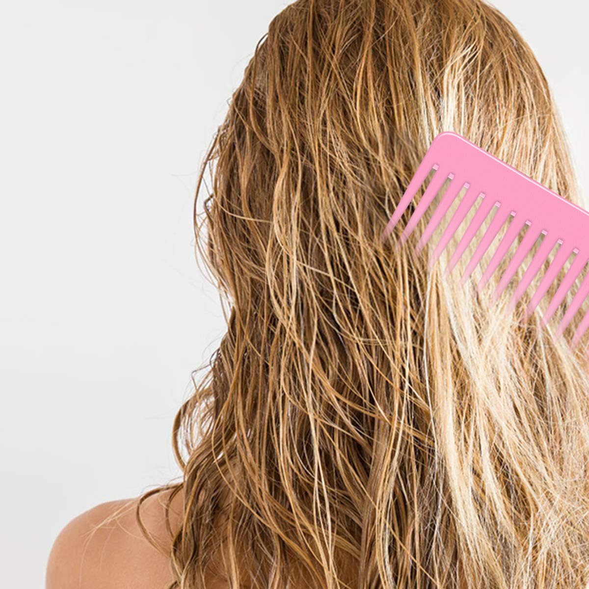 Wide Tooth and Large Detangling Comb Set for Long, Curly, Wet Hair - No Handle Styling, Shampoo & Detangling Combs (2 Pieces - Pink, Purple)