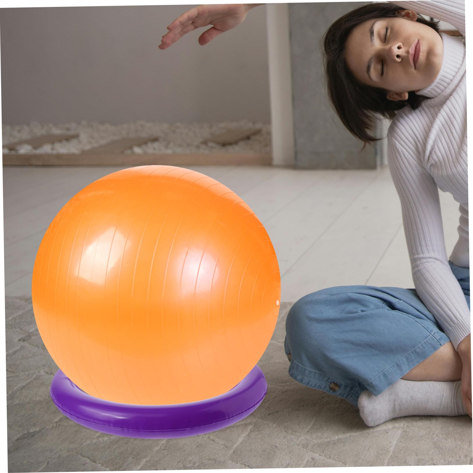 UPKOCH Base de Balle de Yoga Stable avec Anneau Fixe Antidérapant pour Ballon Gym Support Portable Sécurisé pour Exercices de Stabilité et Posture