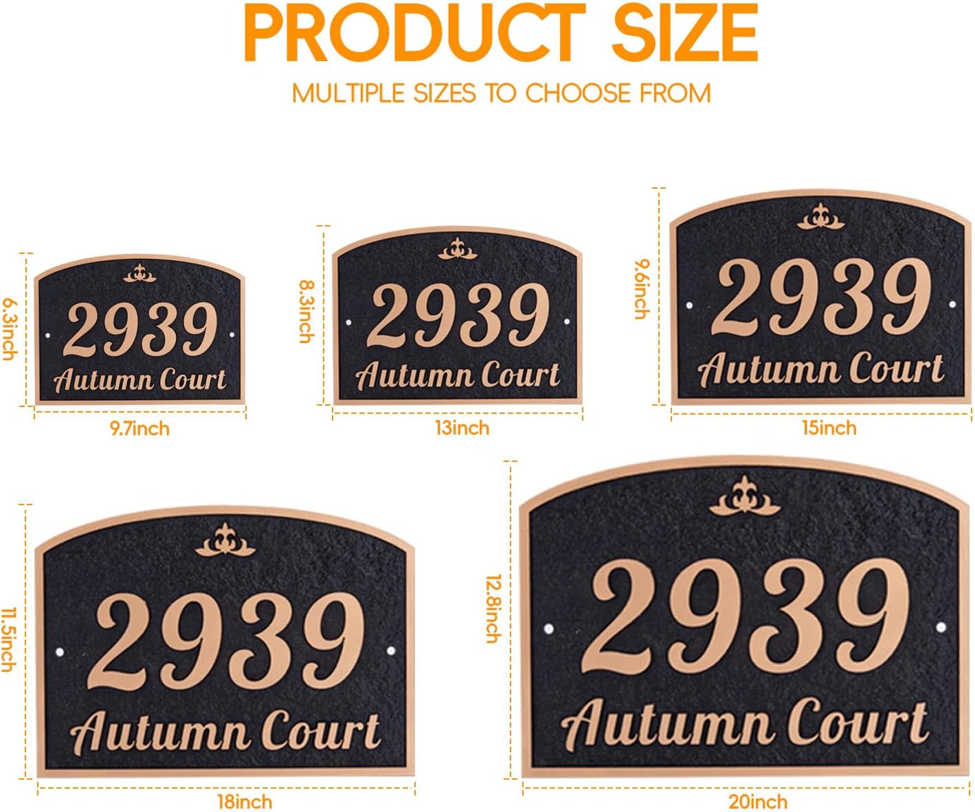House Address Sign, Custom House Number Sign for Outside Use for House,Apartment,Office,Mailbox,STYLE 2 (Black/Rose Gold)