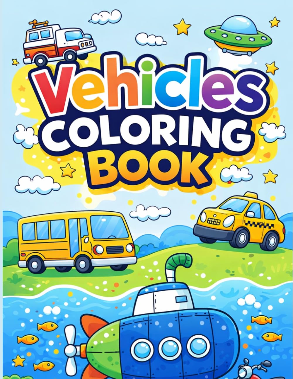 Vehicles Coloring Book: Color Your Favorite Vehicles from Rocket Ships to Fire Trucks!