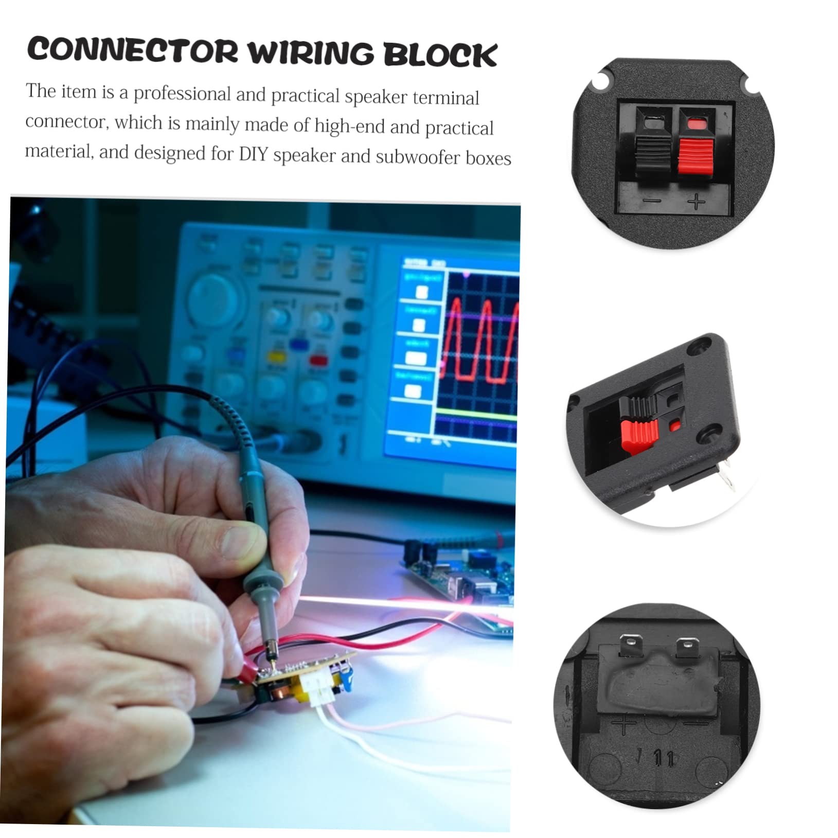 Bornes De Connexion Pour Enceintes – Lot De 4, Clips à Ressort, Installation Facile – Connecteurs Stéréo Noir