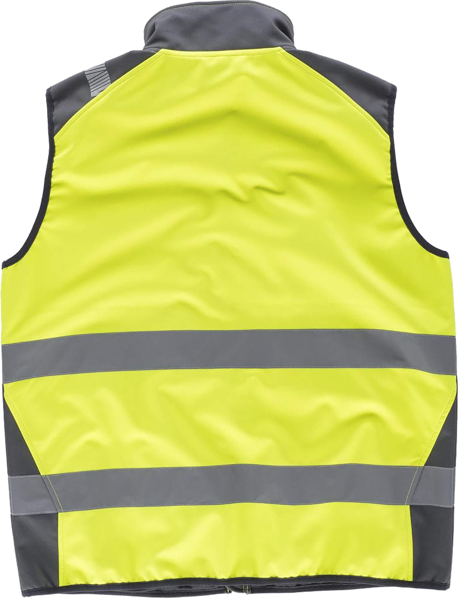 WORKTEAM Chaleco Softshell de Trabajo Alta Visibilidad, Cintas Reflectantes Discontinuas, Cortavientos, Impermeable e Interior de Alta Capacidad Térmica. Unisex
