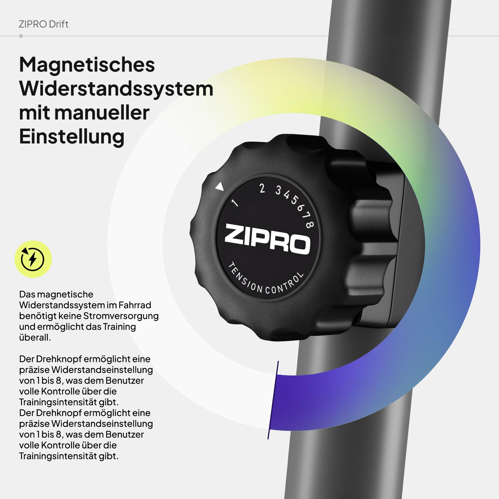 Zipro Heimtrainer Fahrrad Drift, Ergometer Fitnessbikes, Magnetisches Fahrradtrainer, Ergometer Fahrrad bis 120kg, Indoor Bike, Trainingsfahrrad für zuhause, Fahrradergometer Batteriebetrieben