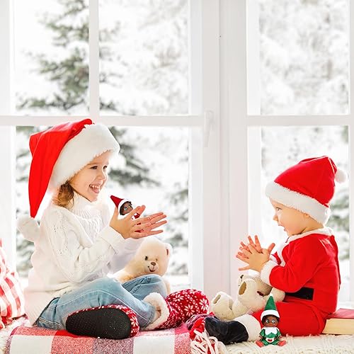 Miniatura 3 de Threan 2 piezas de elfo de Navidad, gemelos étnicos, hispanos, afroamericanos, elfos negros, figura de Navidad, juguete de bebé, accesorios de elfo