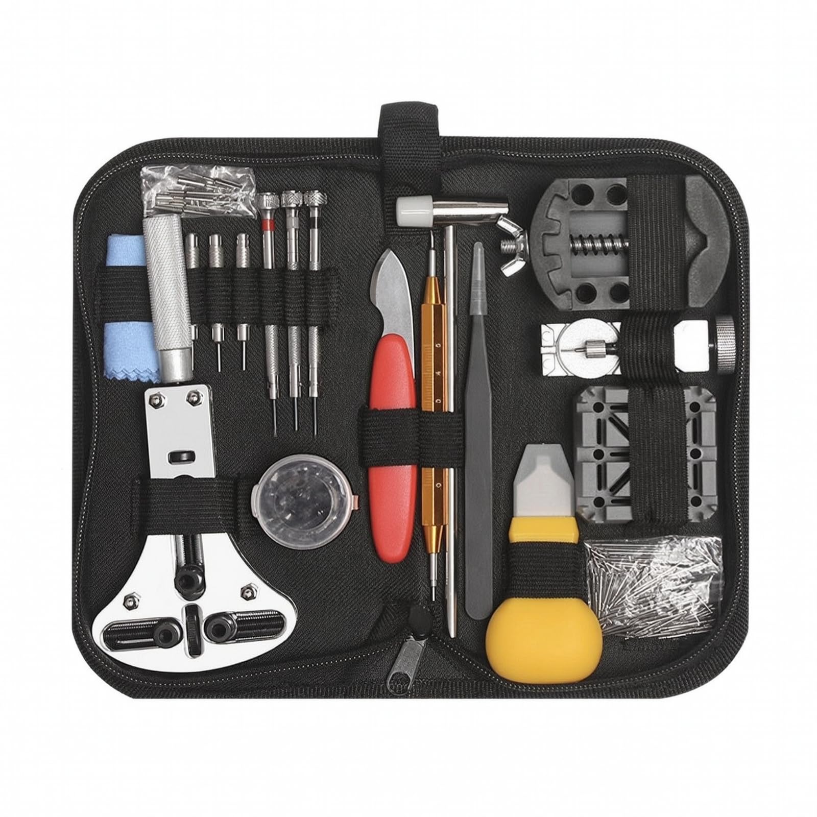 Outils de Réparation Montre Coffret Professionnel Ensemble Matériel Accessoires Acier Inoxydable avec Outils d'Ouverture Chasse‑goupille Tournevis, Style to 1
