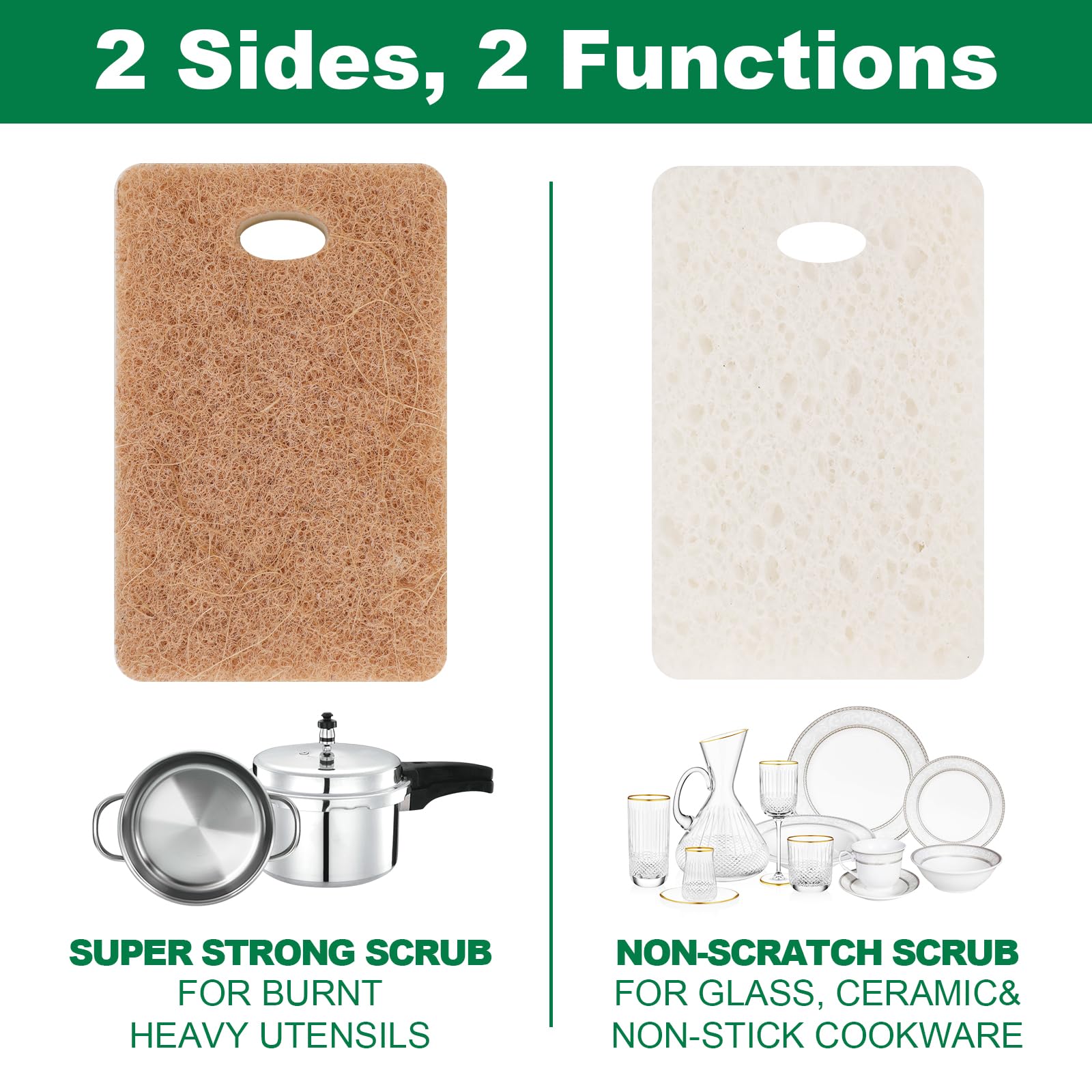 Spugne Biodegradabili Per Cucina - 12 Pezzi In Fibra Di Cocco E Cellulosa - Foto 2