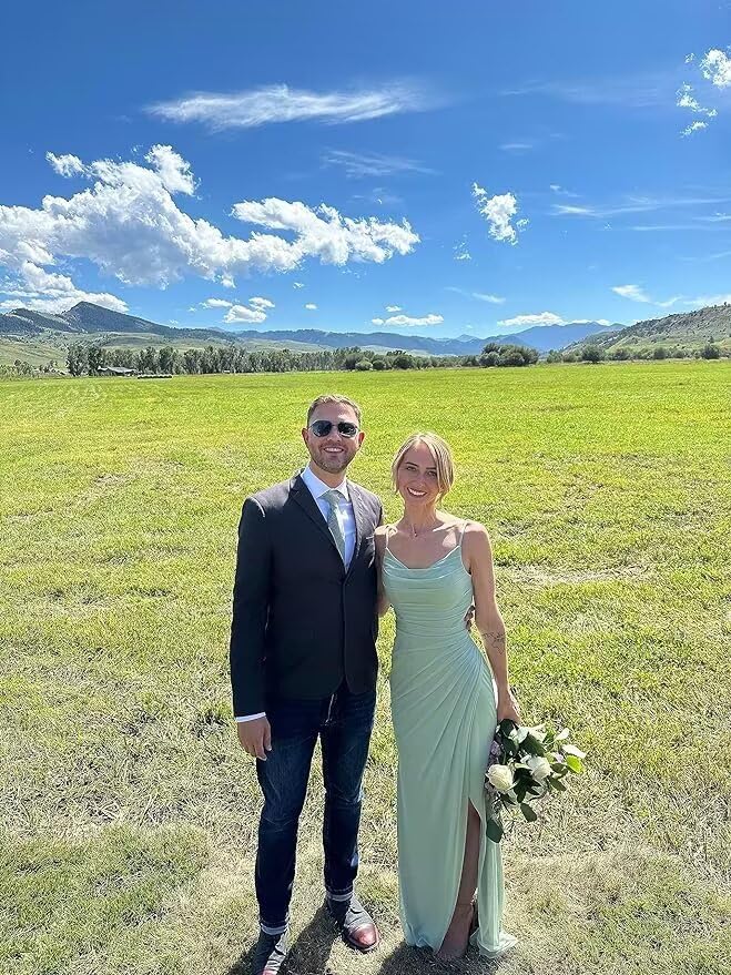 Noras dress Spaghetti Strap Bridesmaid Dresses for Wedding Long with Slit 2025 Chiffon A Line Formal Party Dress NO1104