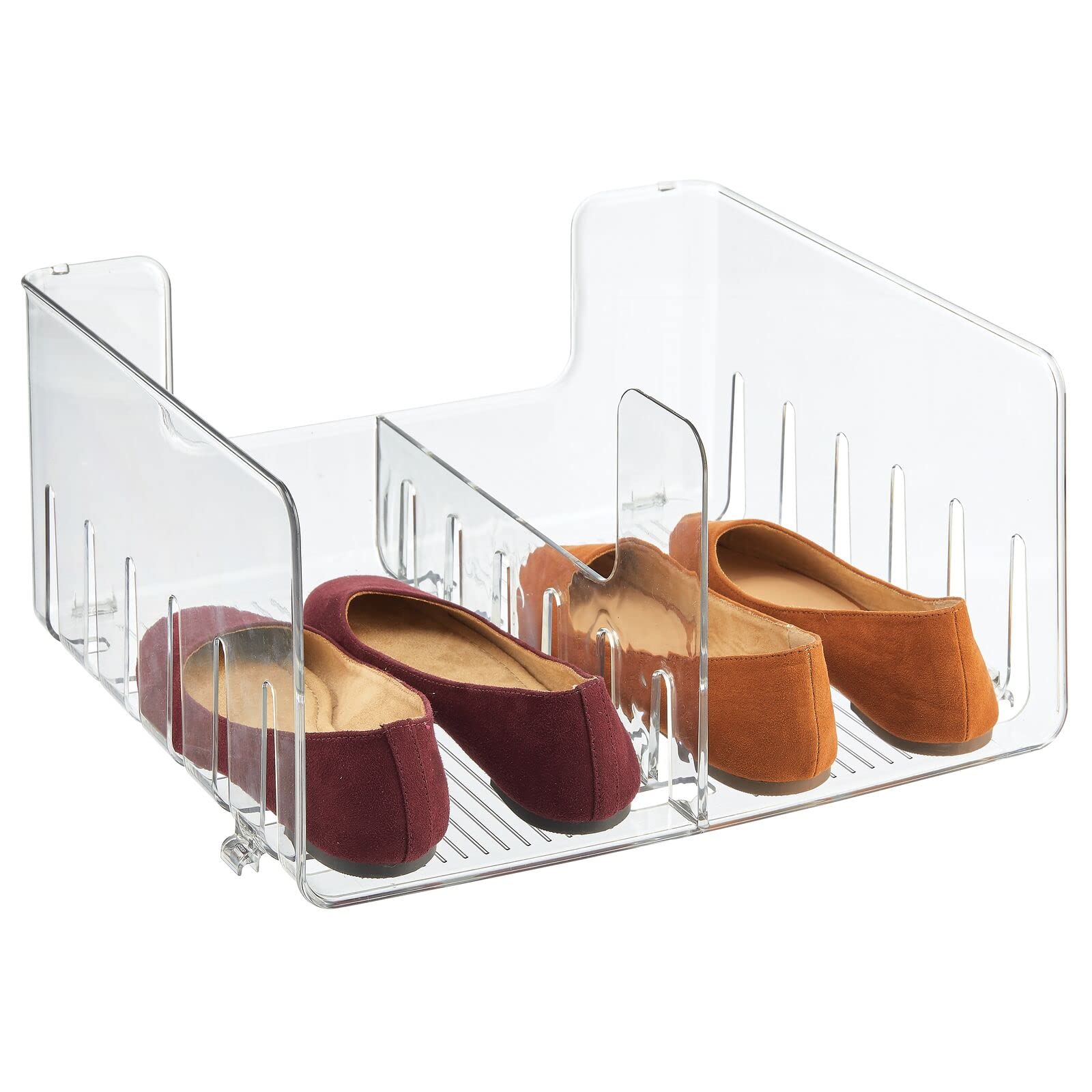 mDesign 6er-Set Schuhregal – praktische Schuhablage aus Kunststoff – stapelbarer Schuhständer zur ordentlichen Aufbewahrung von Herren- und Damenschuhen – durchsichtig