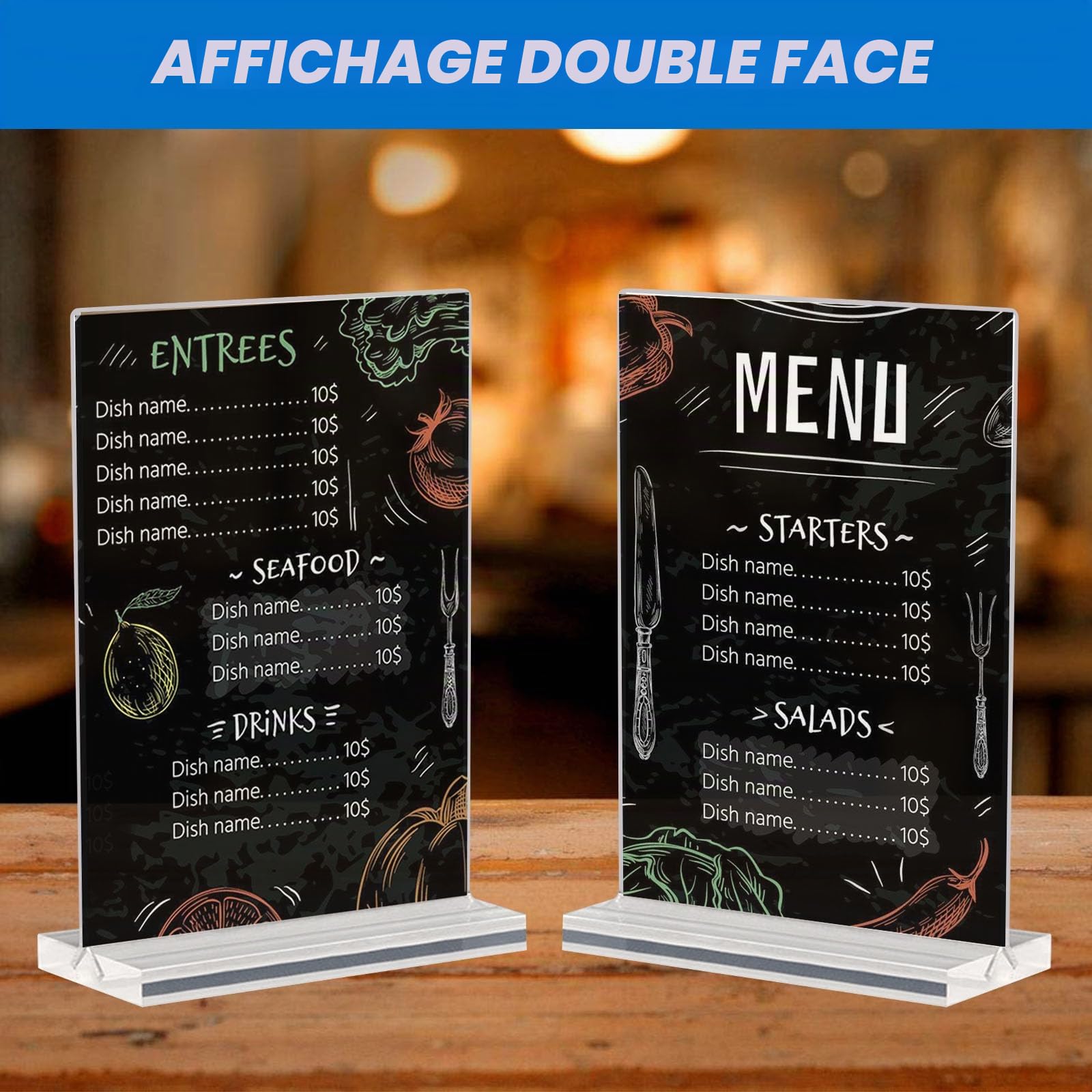 BORDEAG 6 Pièces Presentoir de Table A5 en Acrylique, Porte Menu A5 Porte-Affiche de Table en T, Presentoir en Plastique, Présentoirs de Table, Présentoirs pour Flyers, Photos, Publicités, Menus