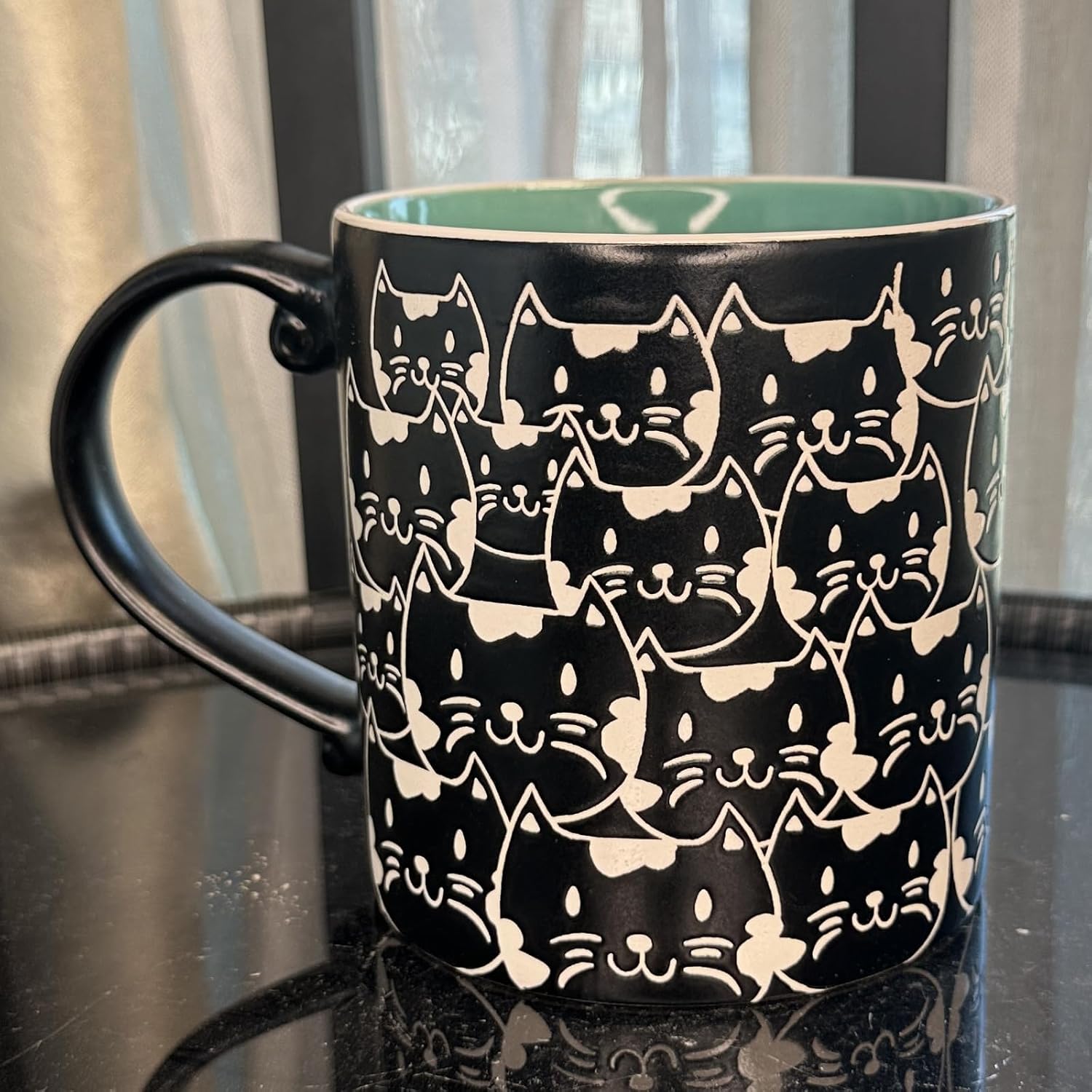 Cat Lovers Mug, Various Cute Kittens Pattern Mug, Ceramic Tea Coffee Cup, Dishwasher Microwave Safe (Black, 20oz) - Image 2