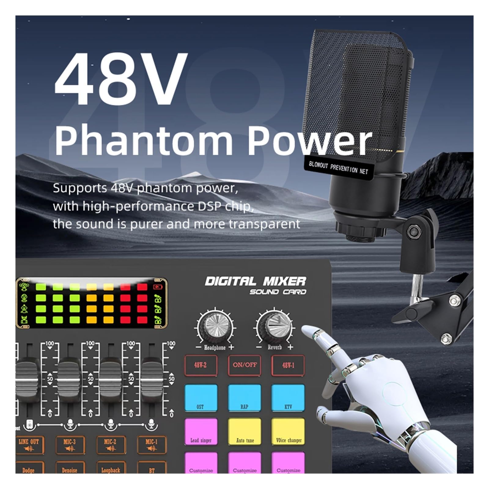Mixer per DJ, Scheda SX10 Professionale Compatibile con Bluetooth Studio Record for Telefono PC Mixing Console Amplificatore Mixer for Musica dal