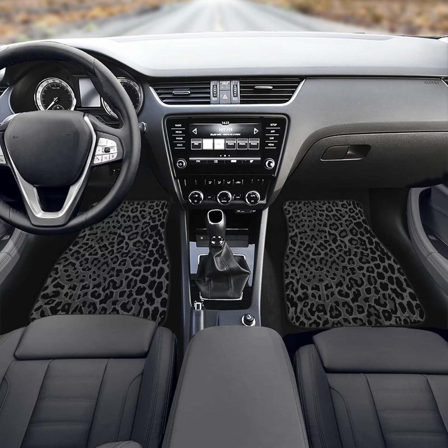 Suobstales Black Leopard Print Car Mats for Front Rear, 4 Pcs Car Floor Mats All Weather Floor Mats Non Slip Rubber Backing Front & Rear Mats Carpets Universal Fit - Image 3