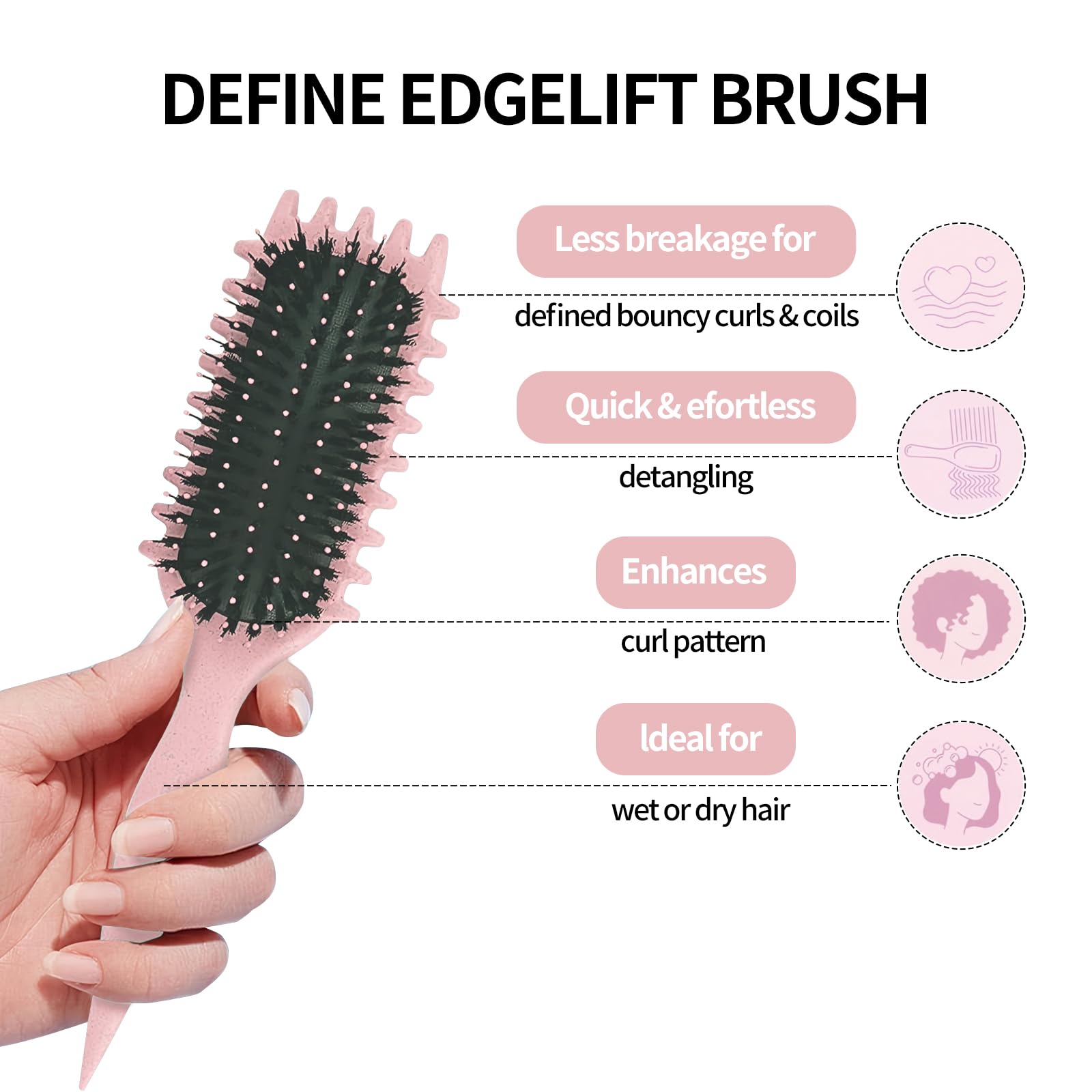 Curl Defining Brush, Curl Define Styling Brush, Hair Brush for Combing and Shaping Men's and Women's Curls to Reduce Pulling - Image 3
