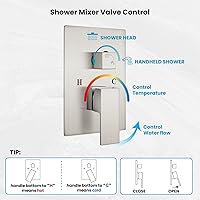 Vista 6 de gotonovo Sistema de ducha de lluvia para baño, juego de cabezal y mango de ducha de lluvia montado en la pared, conjunto completo combinado de latón