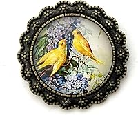 Vista 1 de Pin lila y canario - Broche de inspiración vintage - Hecho a mano