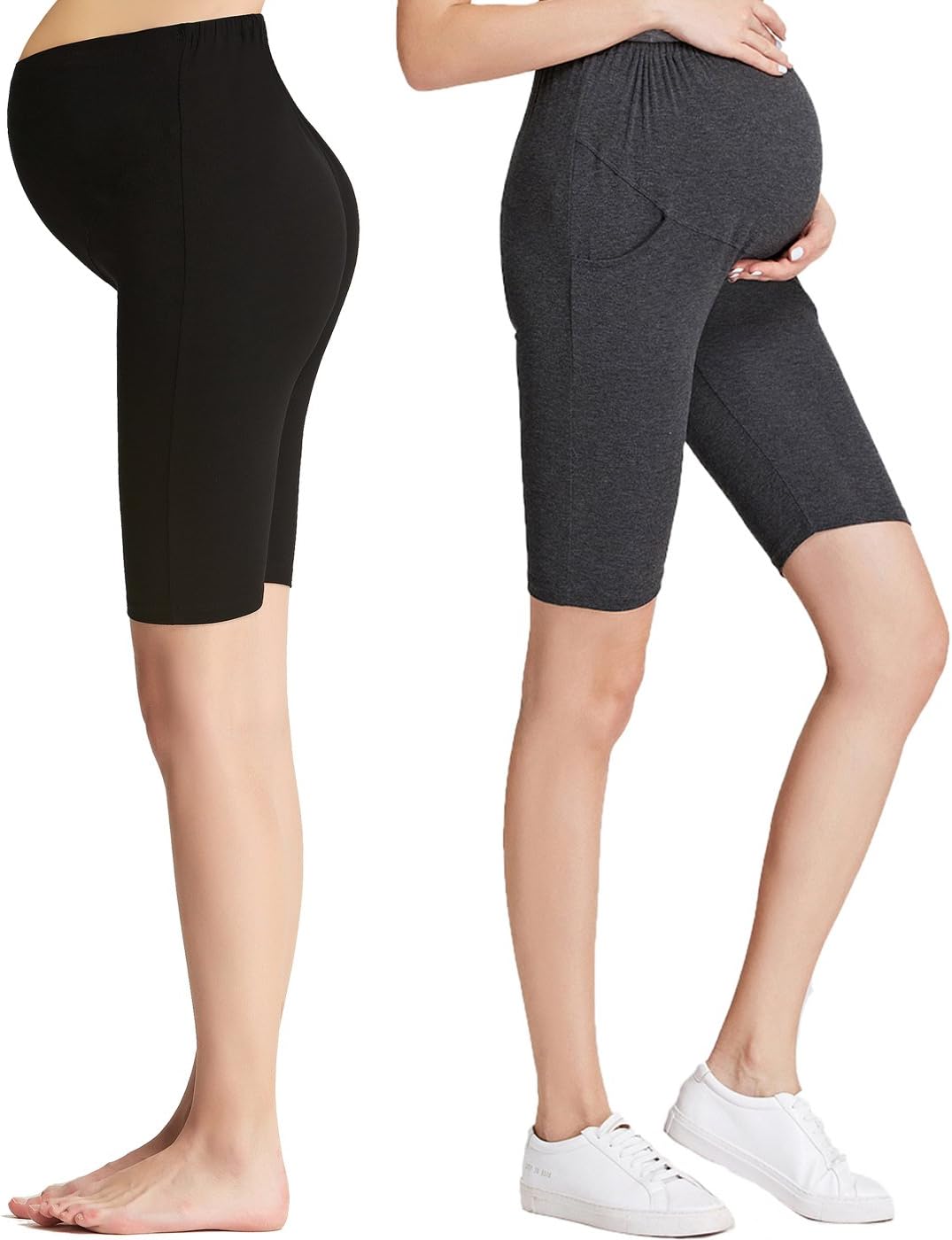 Maternity Belly Support Mini-Ribbed Stretch Short Leggings
