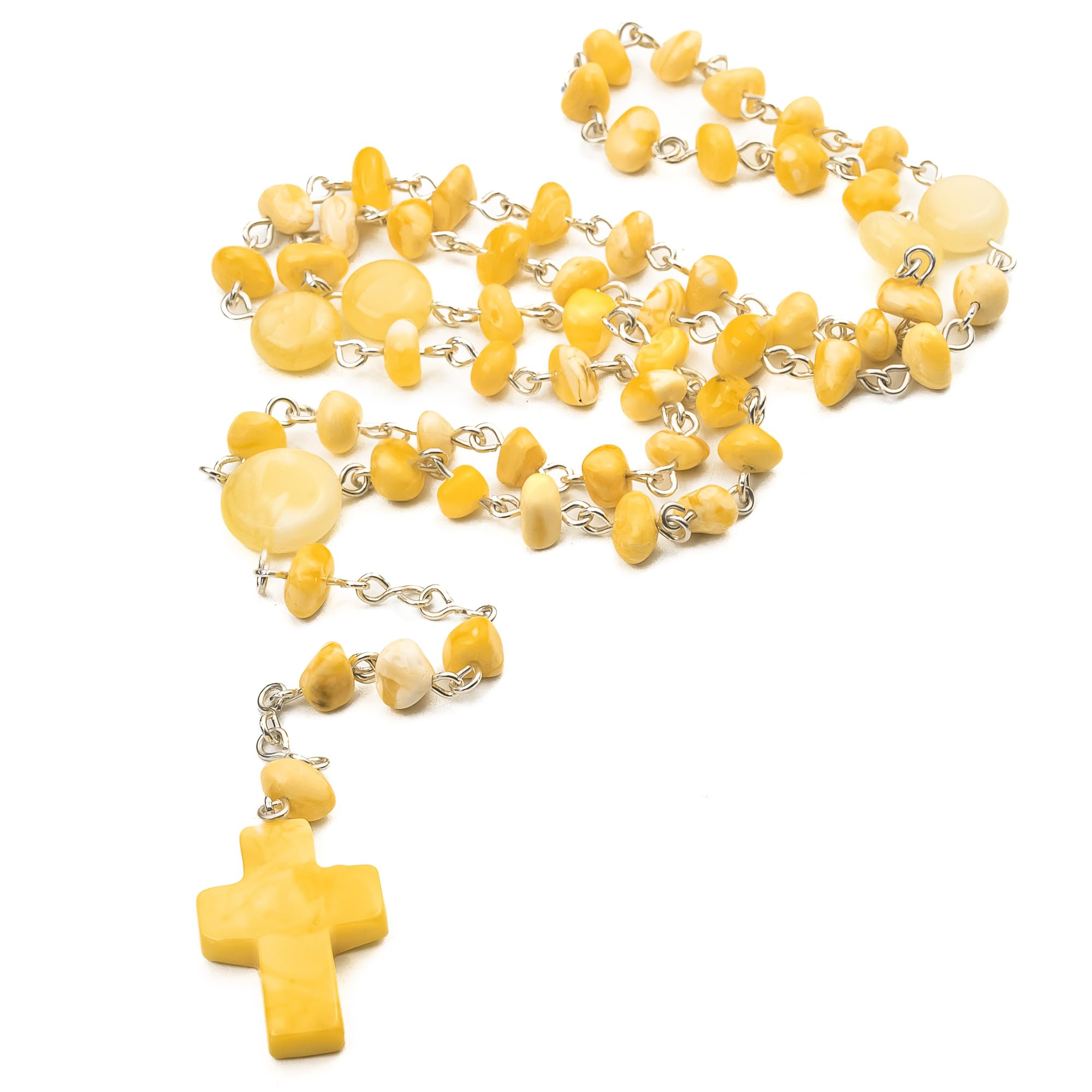 Christlicher Rosenkranz für Damen & Herren – Natürliche Baltische Bernsteinperlen mit Sterling Silber, für Gebet und Meditation, spirituelles katholisches Geschenk