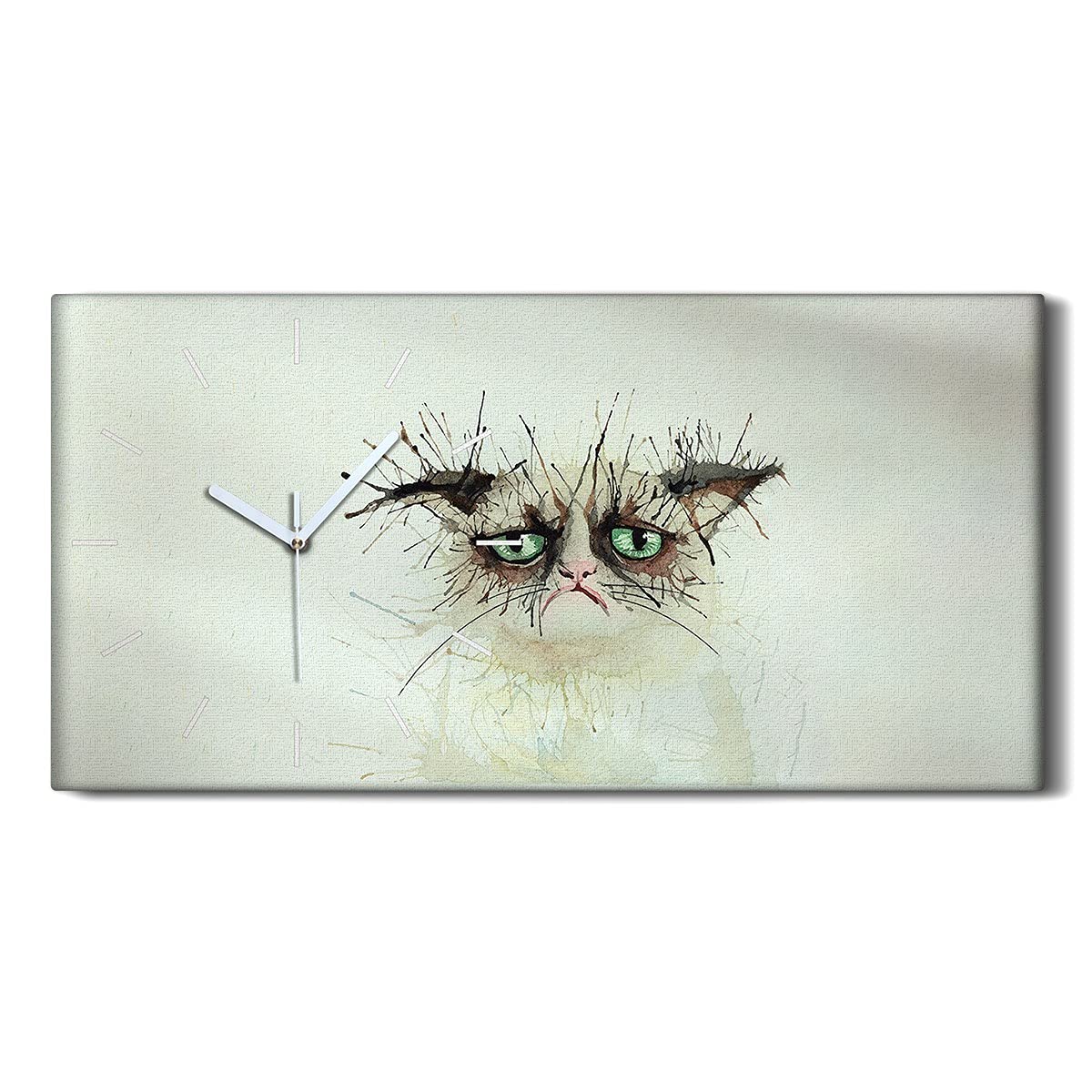 Horloge sur Toile Ne Pas Tic Tac Chat Aquarelle 60x30cm Salon