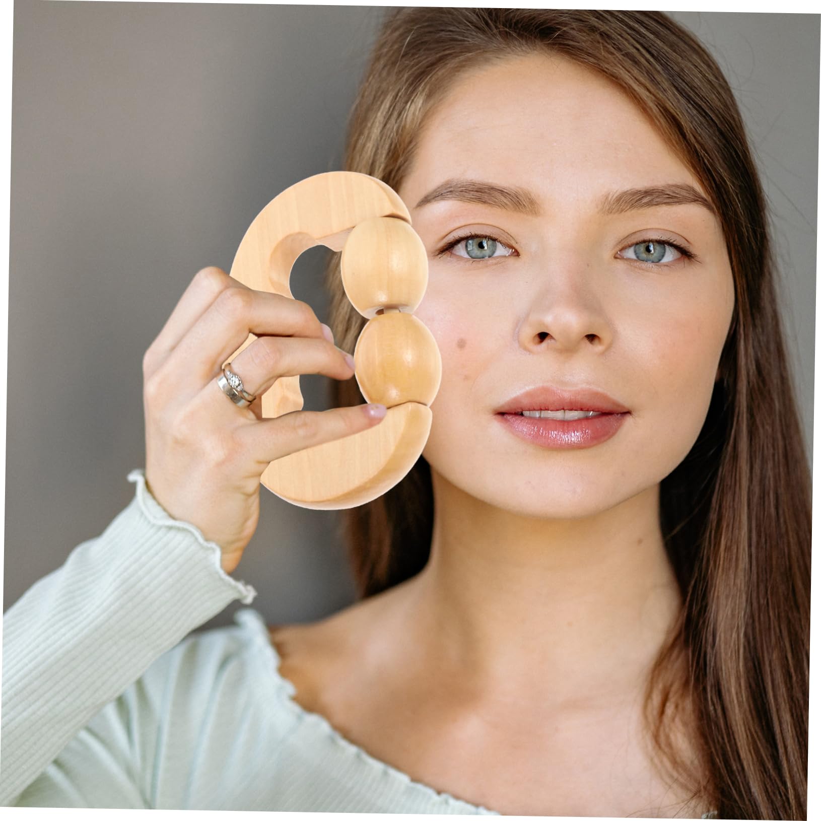 FOMIYES Wooden Double Roller Massage Tool Leg Massager Roller Back Massager Handheld