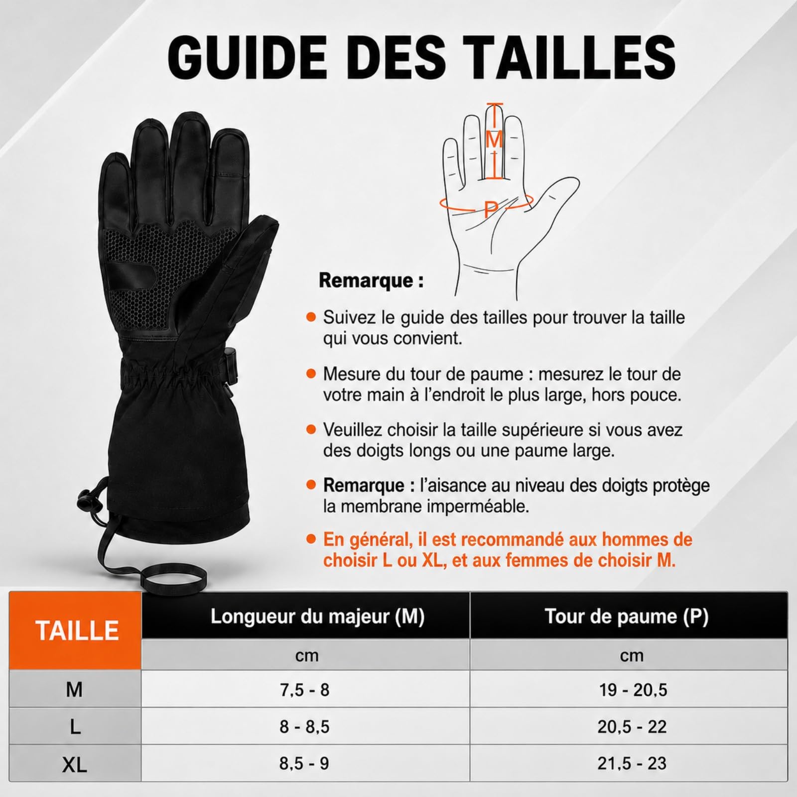 MRAWARM Gants chauffants pour homme et femme avec batterie de 6000 mAh