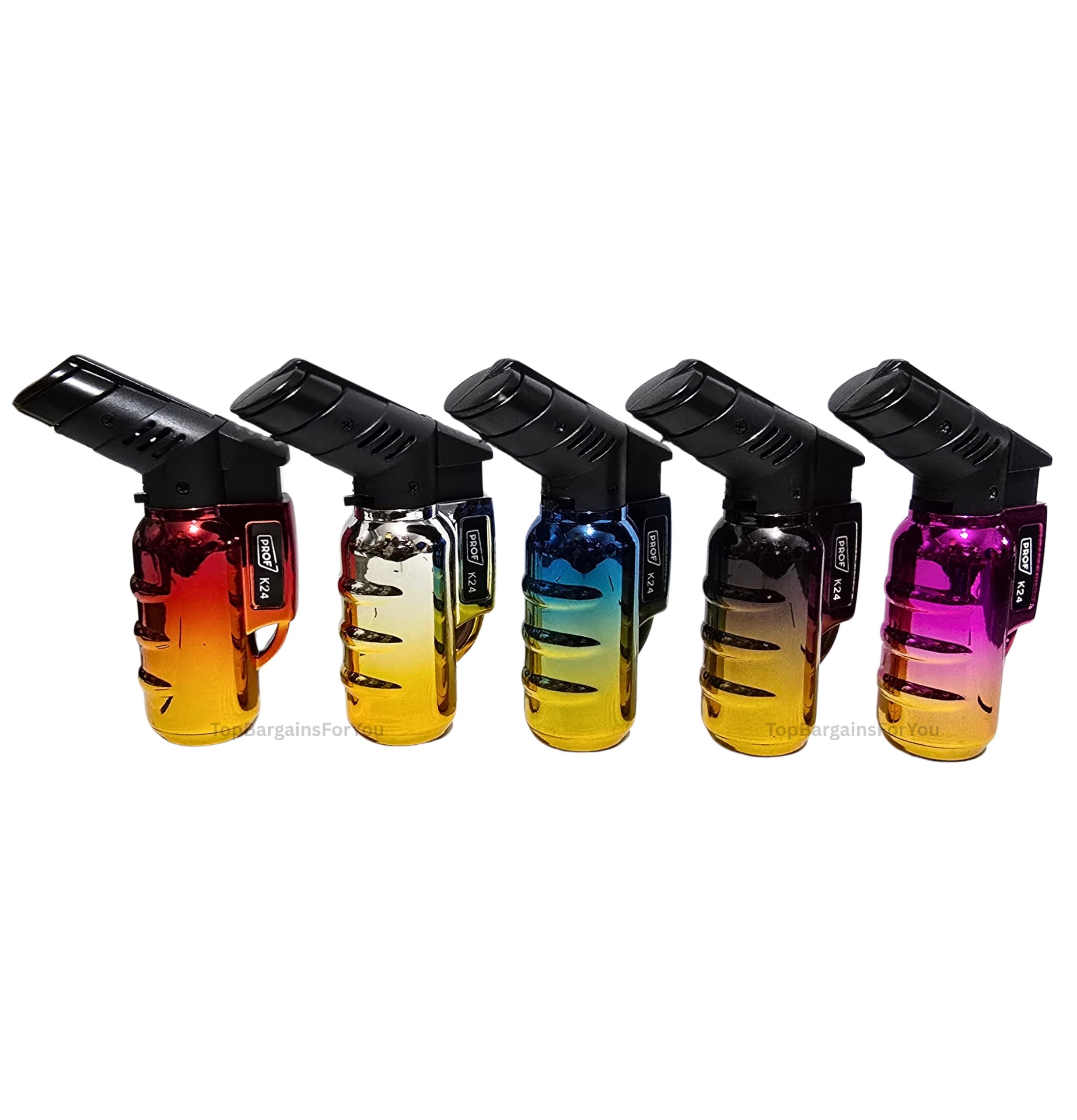 Zactly - PROF Refillable Butane Torch Lighters – Windproof, Dustproof Adjustable Flame, Multi-Colour Jet Flame Lighter for Cooking, BBQ, Camping & Everyday Use (5)