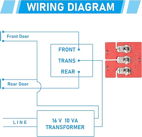 Miniatura 8 de Saillong Wired Doorbell Chime, 16V 10VA Front and Rear Door Chime for Home Wall Inside, Compatible with Doorbell Botton and Transformer, Two Loud