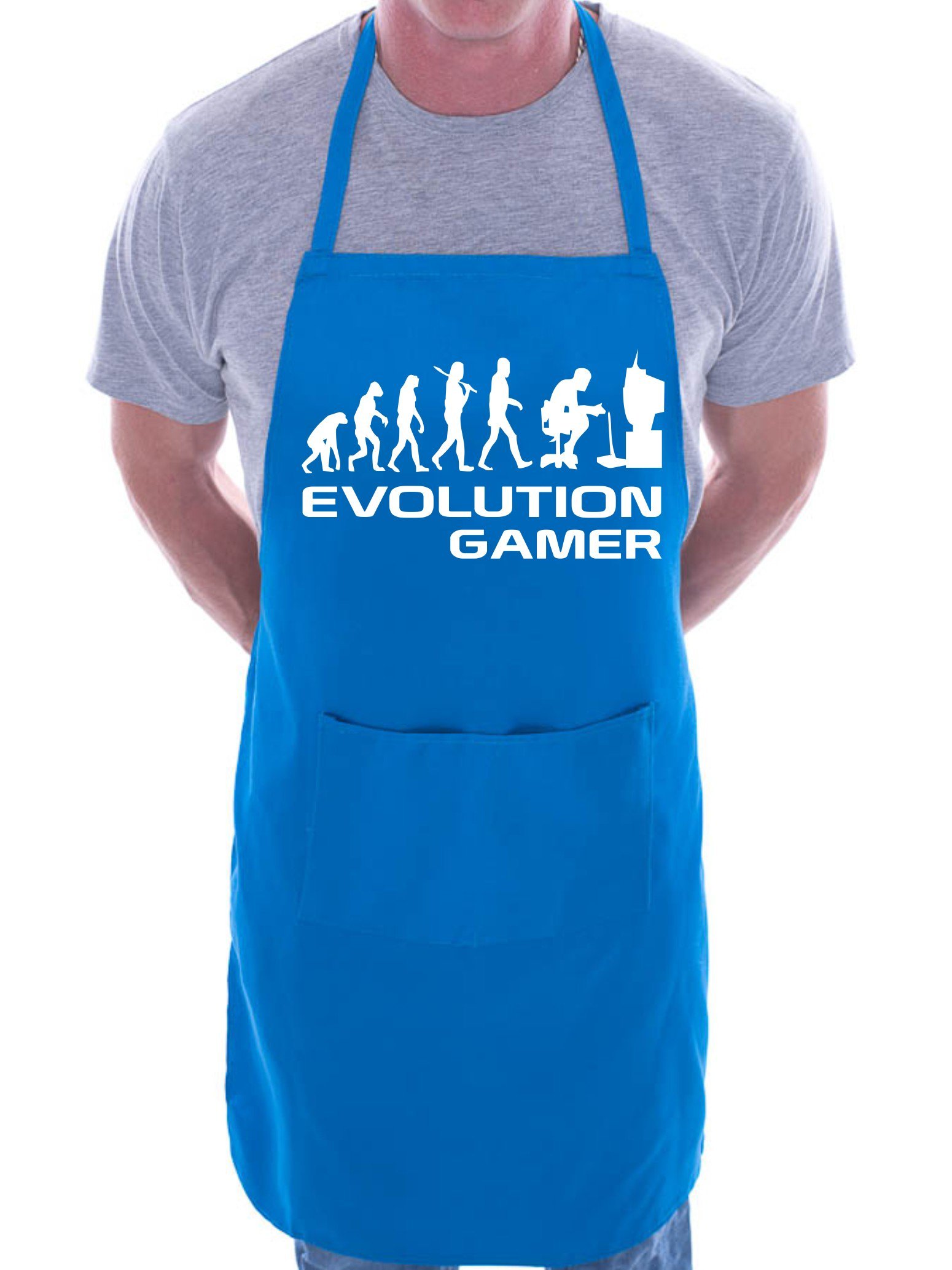 Print4u Men's Blue Evolution Of Gamer Bbq Cooking Funny Novelty Apron